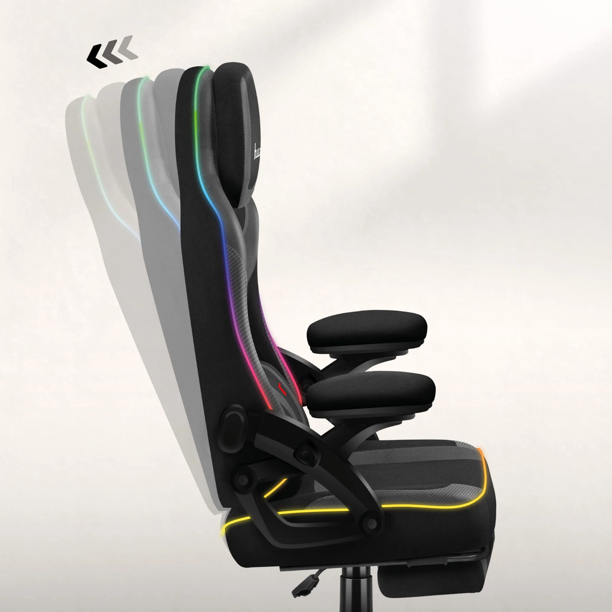 Huzaro Force 4.6 Schwarz Mesh RGB LED Smart Gaming-Stuhl - Image 3