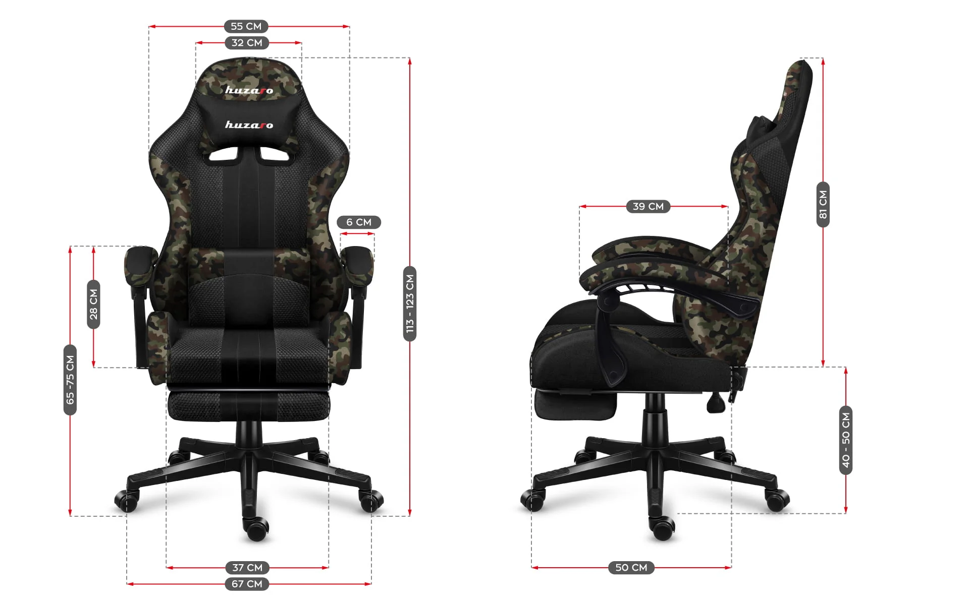 Huzaro Force 4.7 Camo Mesh Gaming-Stuhl - Image 12