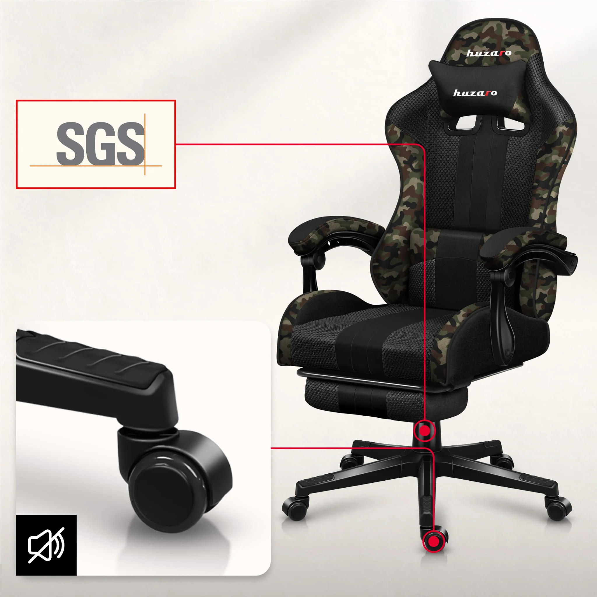 Huzaro Force 4.7 Camo Mesh Gaming-Stuhl - Image 14