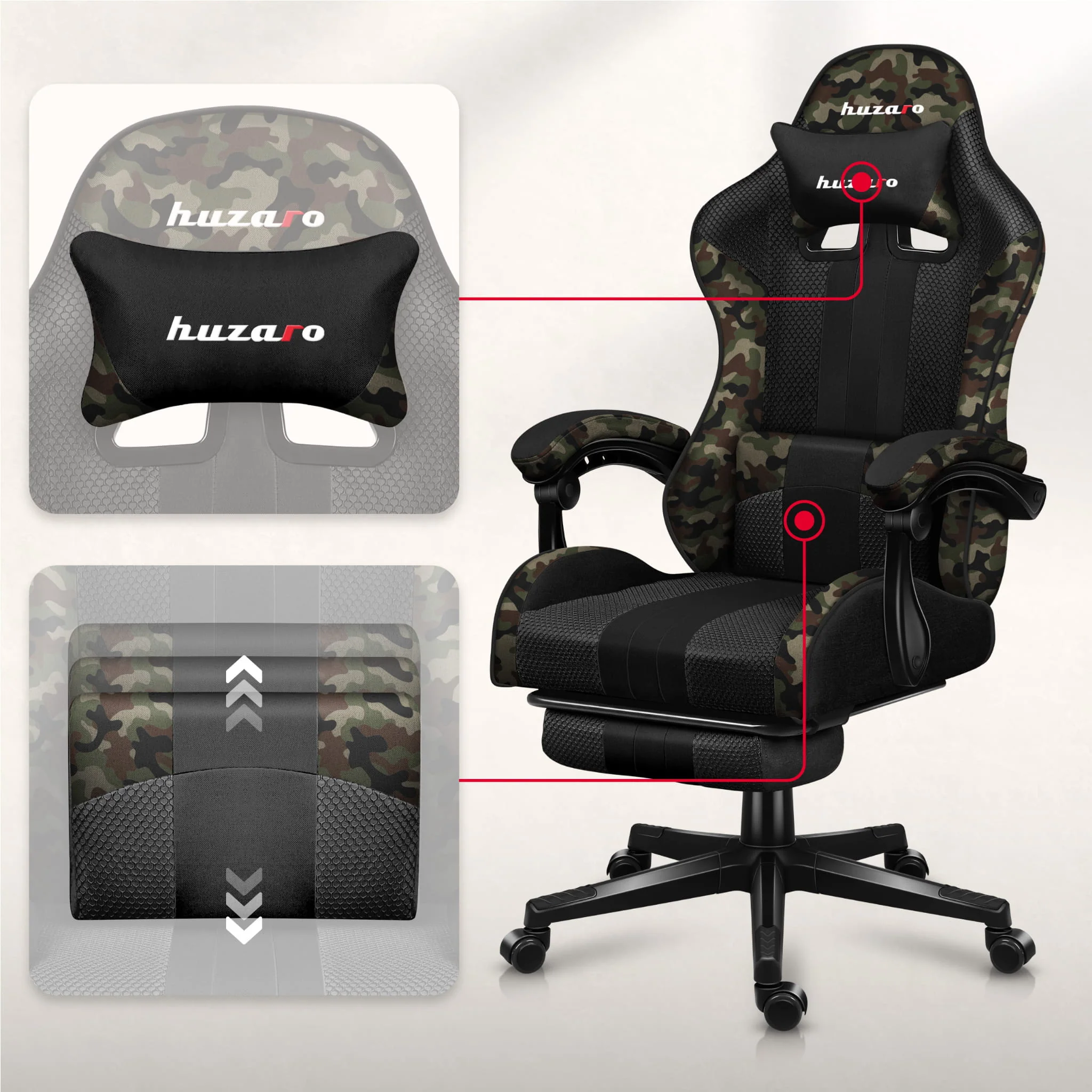 Huzaro Force 4.7 Camo Mesh Gaming-Stuhl - Image 4