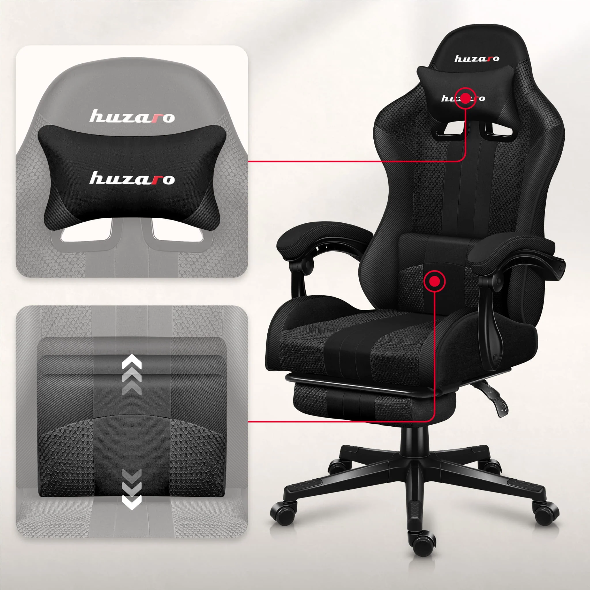 HUZARO Force 4.7 Carbon Mesh Gaming-Stuhl - Image 4