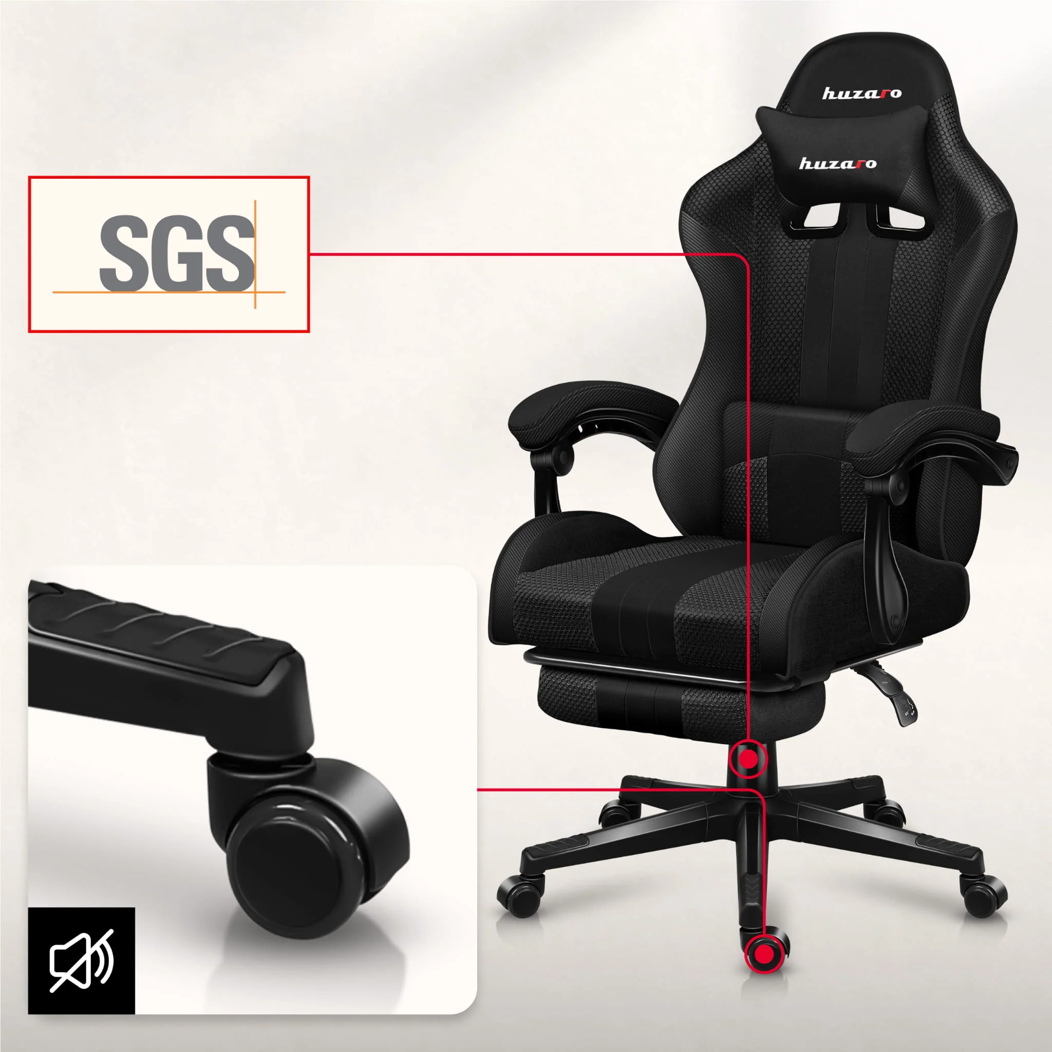 HUZARO Force 4.7 Carbon Mesh Gaming-Stuhl - Image 6