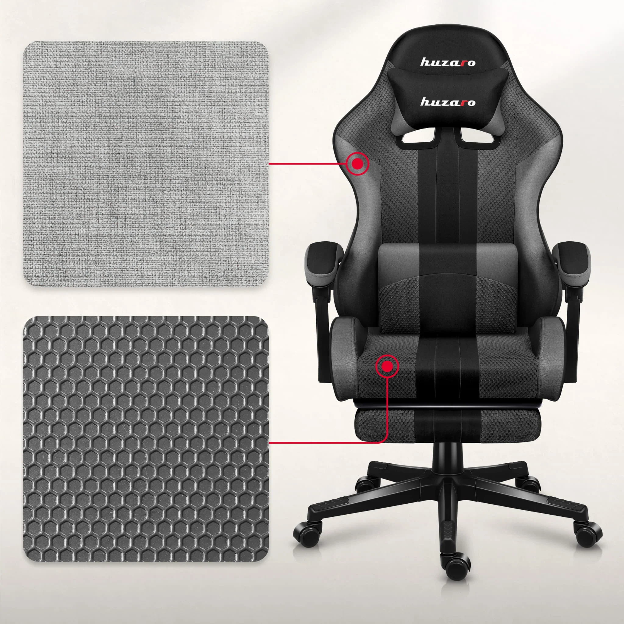 Huzaro Force 4.7 Grau Mesh Gaming-Stuhl - Image 5