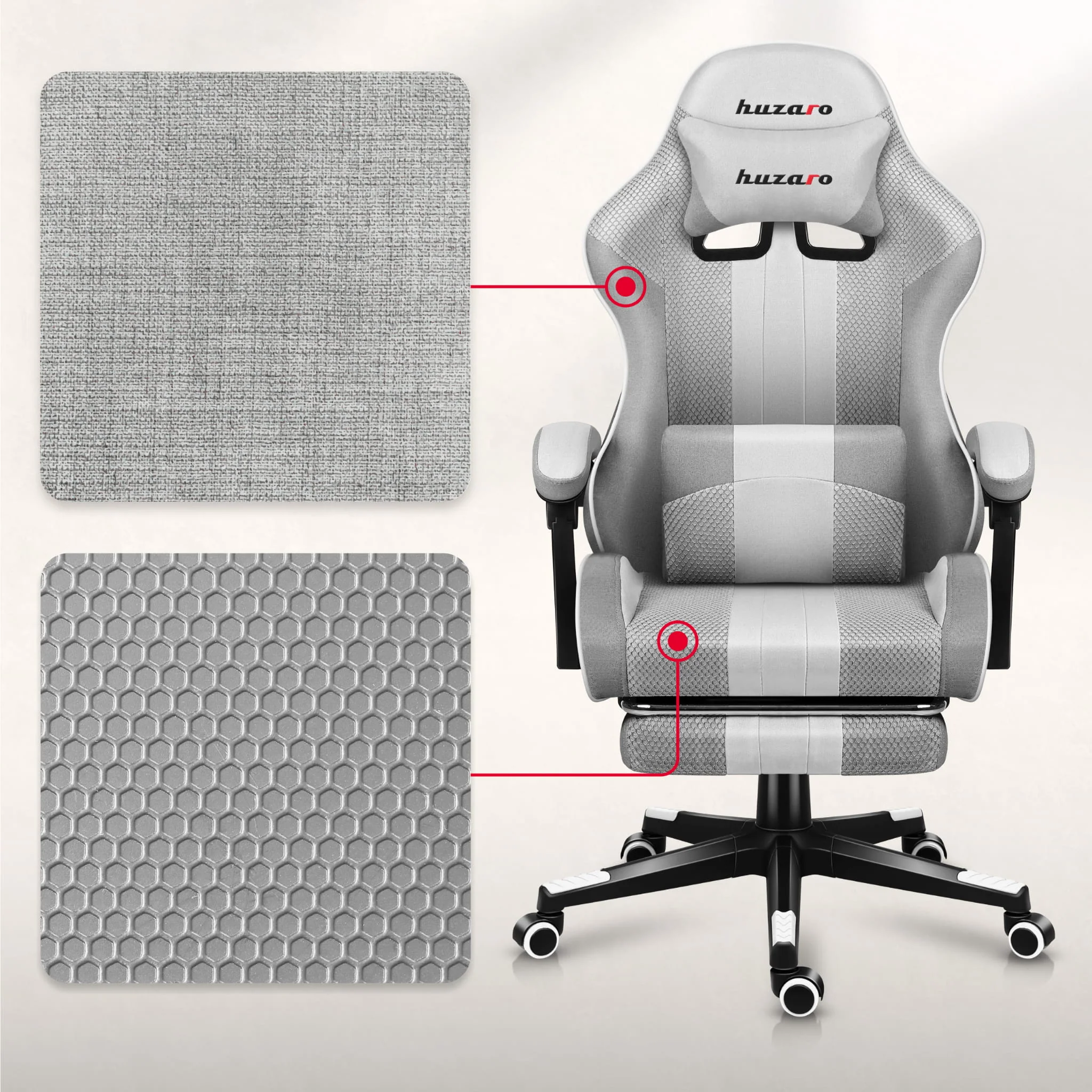 HUZARO Force 4.7 Weiß Mesh Gaming-Stuhl - Image 10