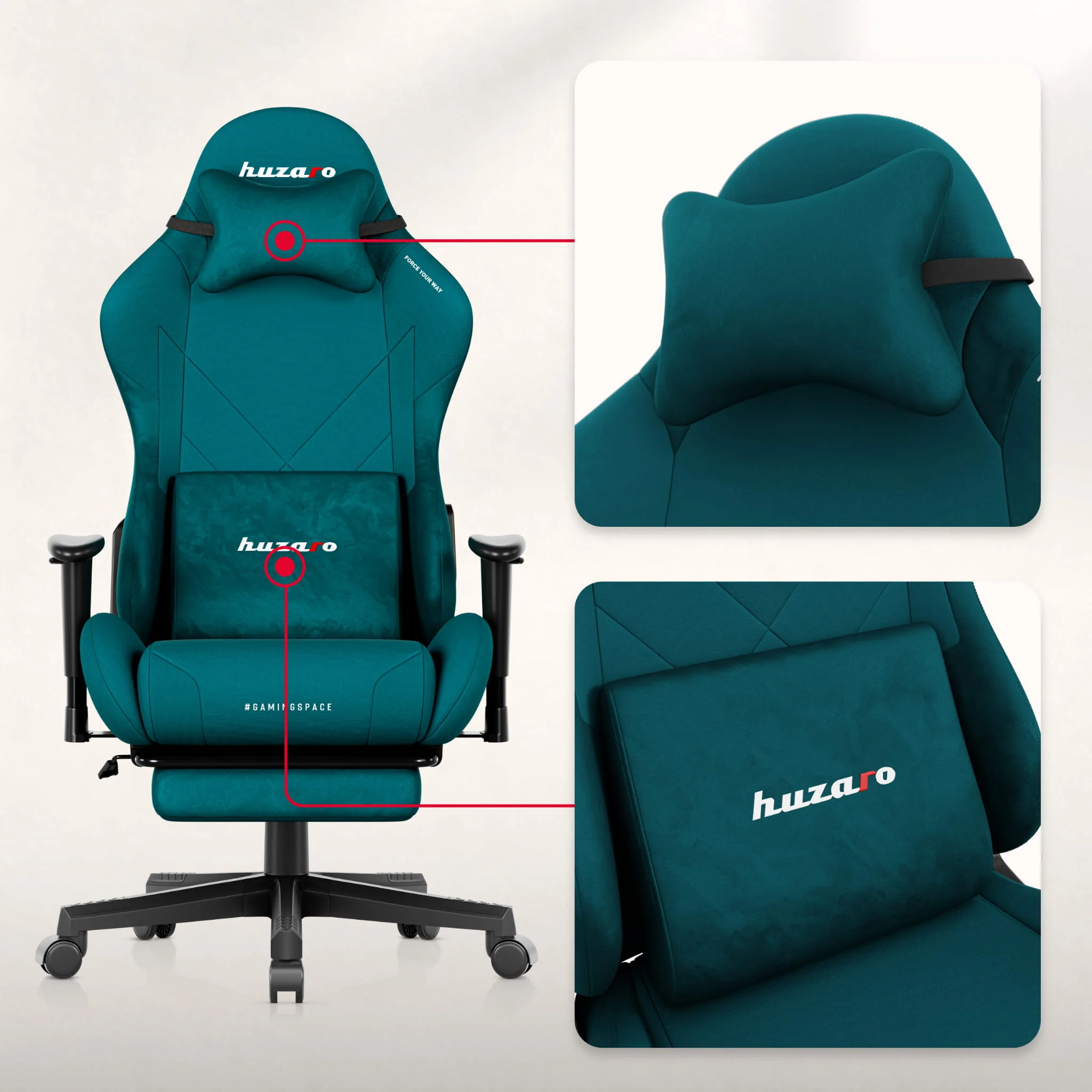 Huzaro Force 5.7 Gaming-Stuhl in Teal - Image 4