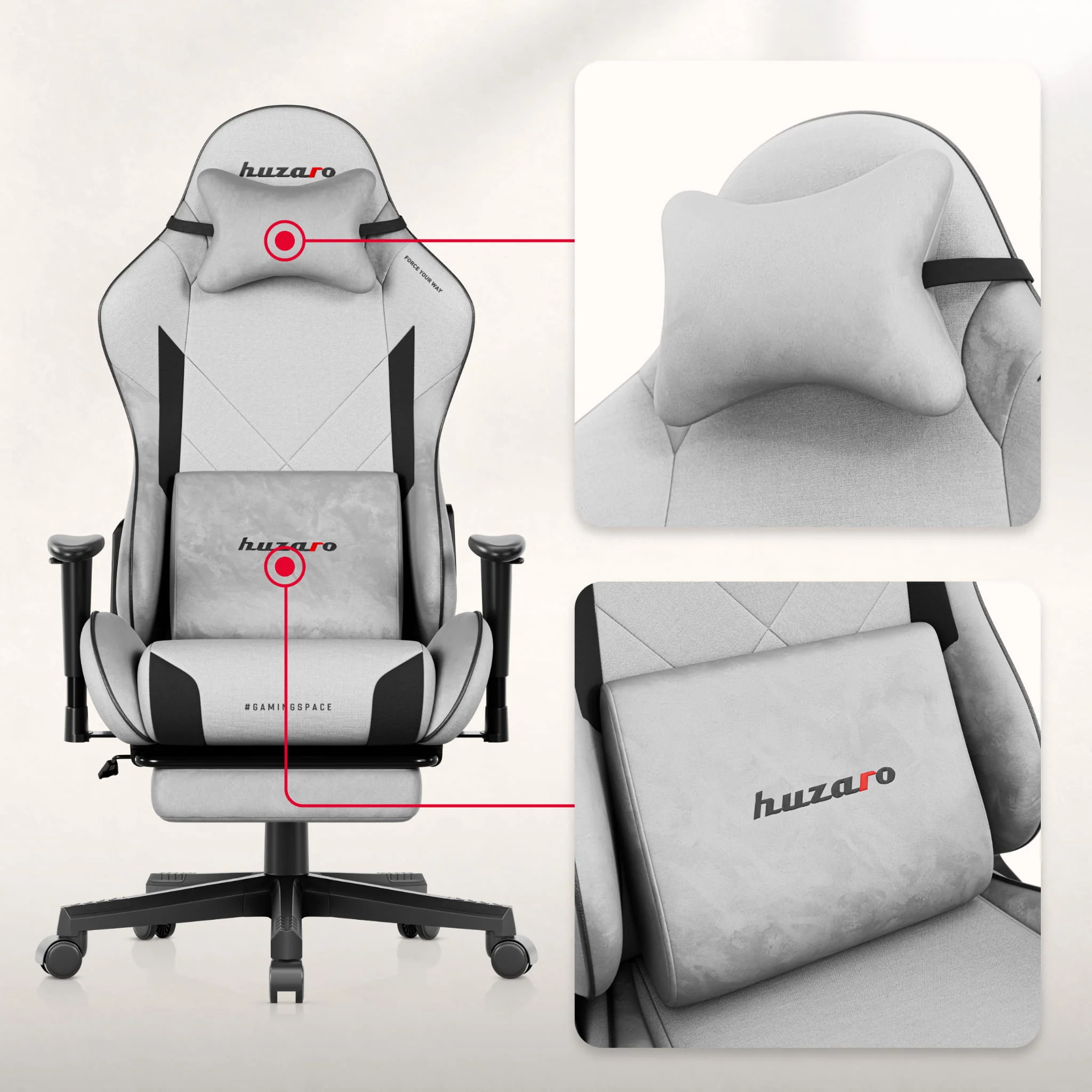Huzaro Force 5.7 Grauer Gaming-Stuhl - Image 4