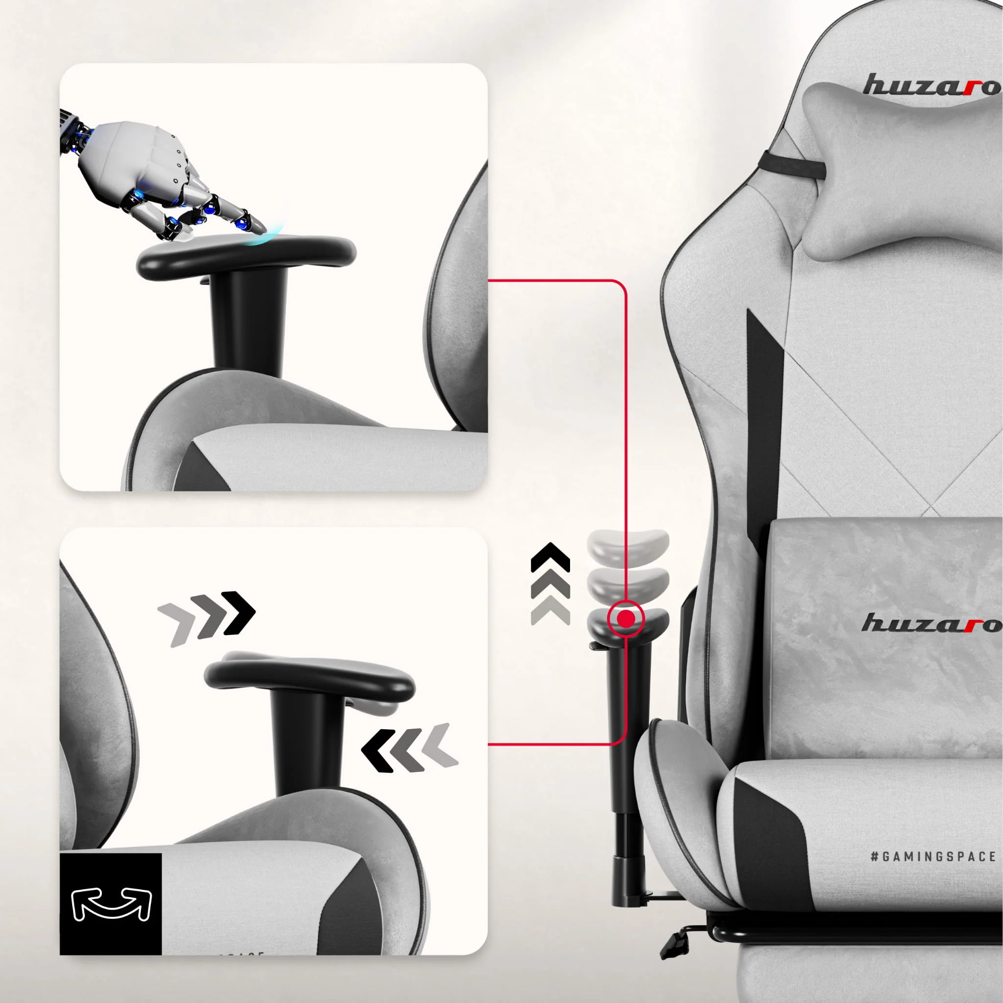 Huzaro Force 5.7 Grauer Gaming-Stuhl - Image 5