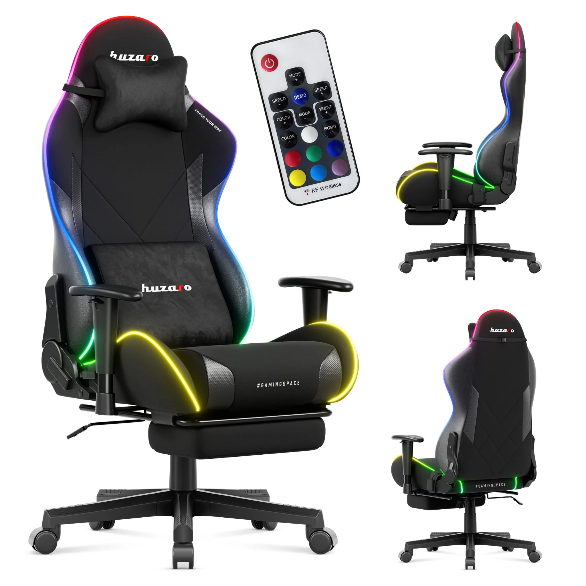 Huzaro Force 5.7 Schwarzer RGB-LED Gaming-Stuhl - Image 12