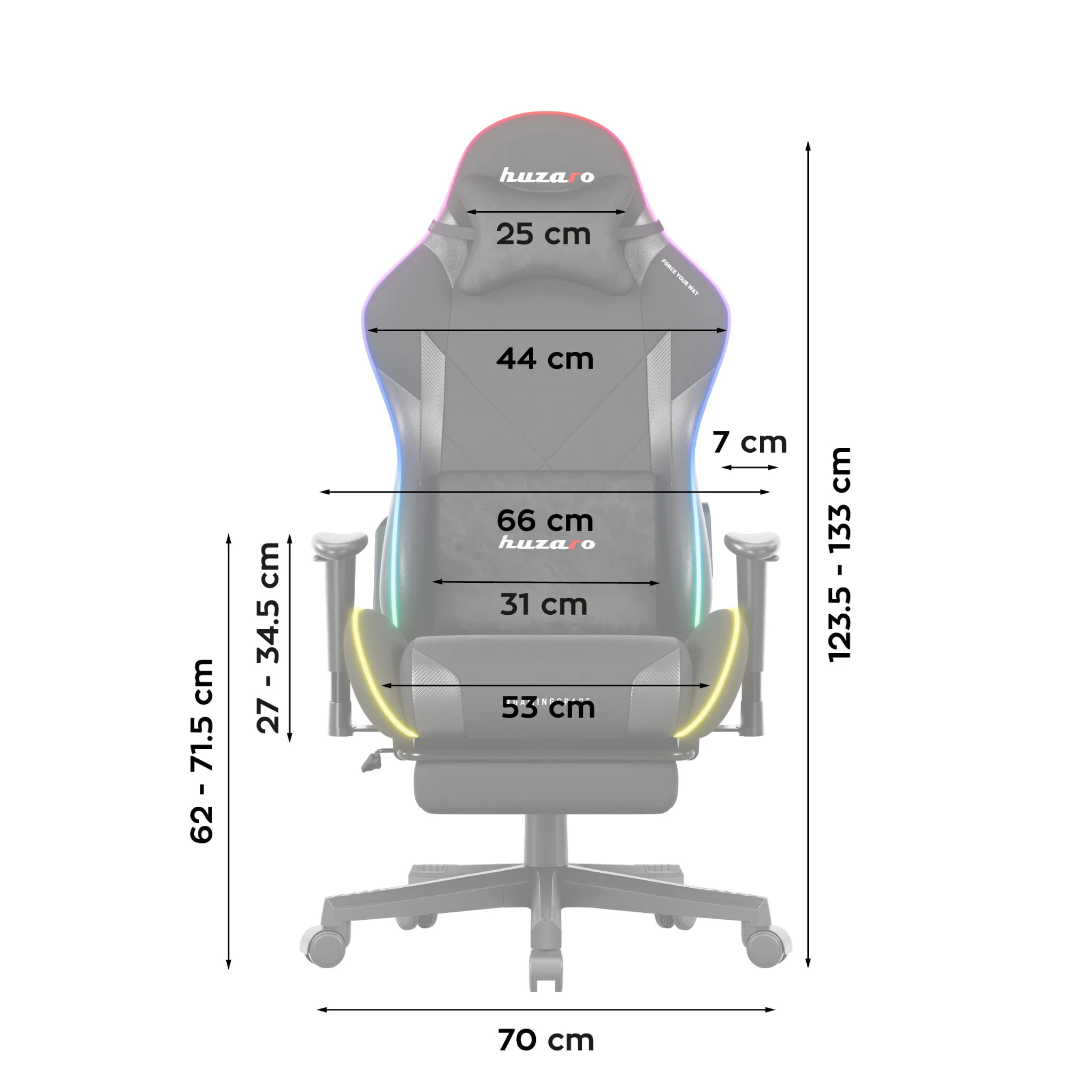 Huzaro Force 5.7 Schwarzer RGB-LED Gaming-Stuhl - Image 14