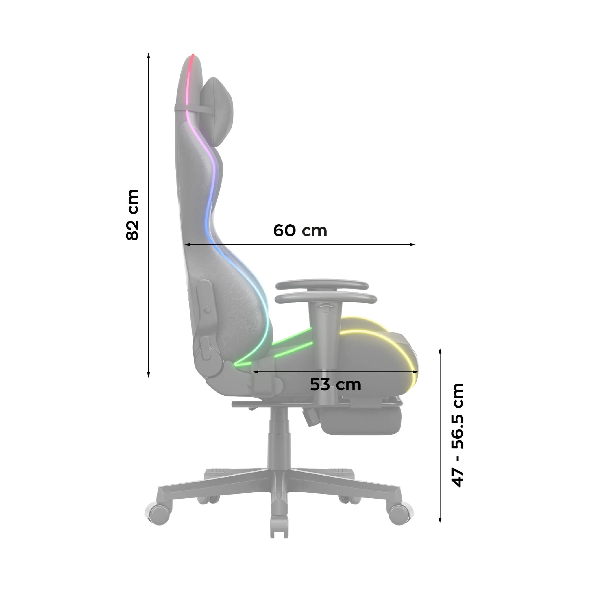 Huzaro Force 5.7 Schwarzer RGB-LED Gaming-Stuhl - Image 16