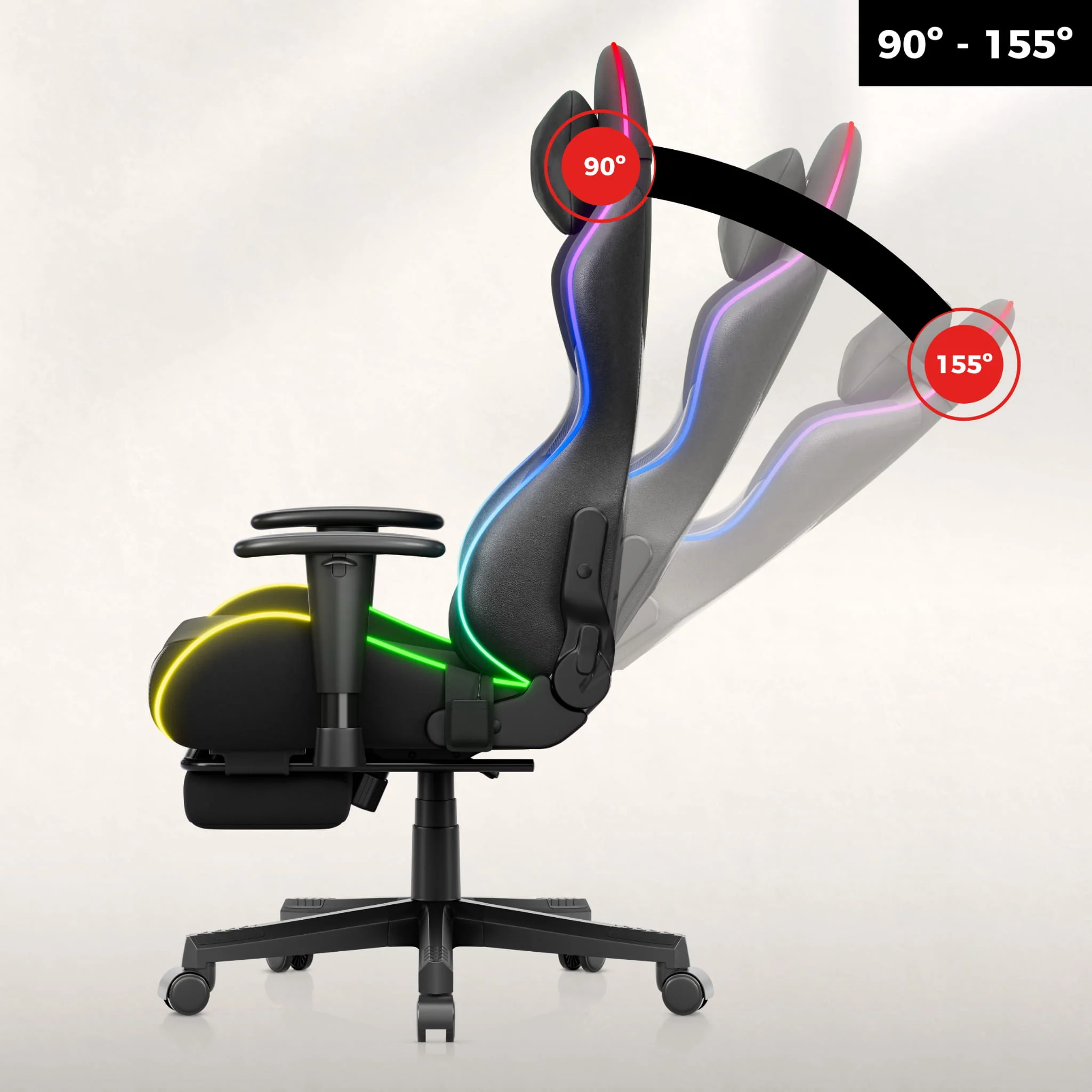 Huzaro Force 5.7 Schwarzer RGB-LED Gaming-Stuhl - Image 19