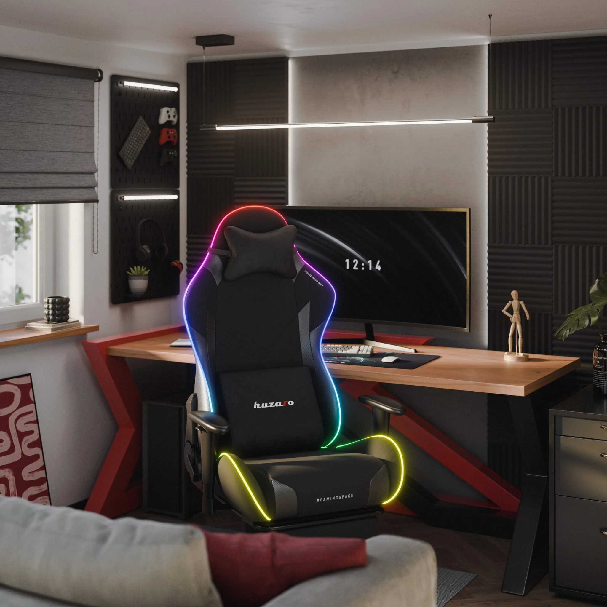 Huzaro Force 5.7 Schwarzer RGB-LED Gaming-Stuhl - Image 4
