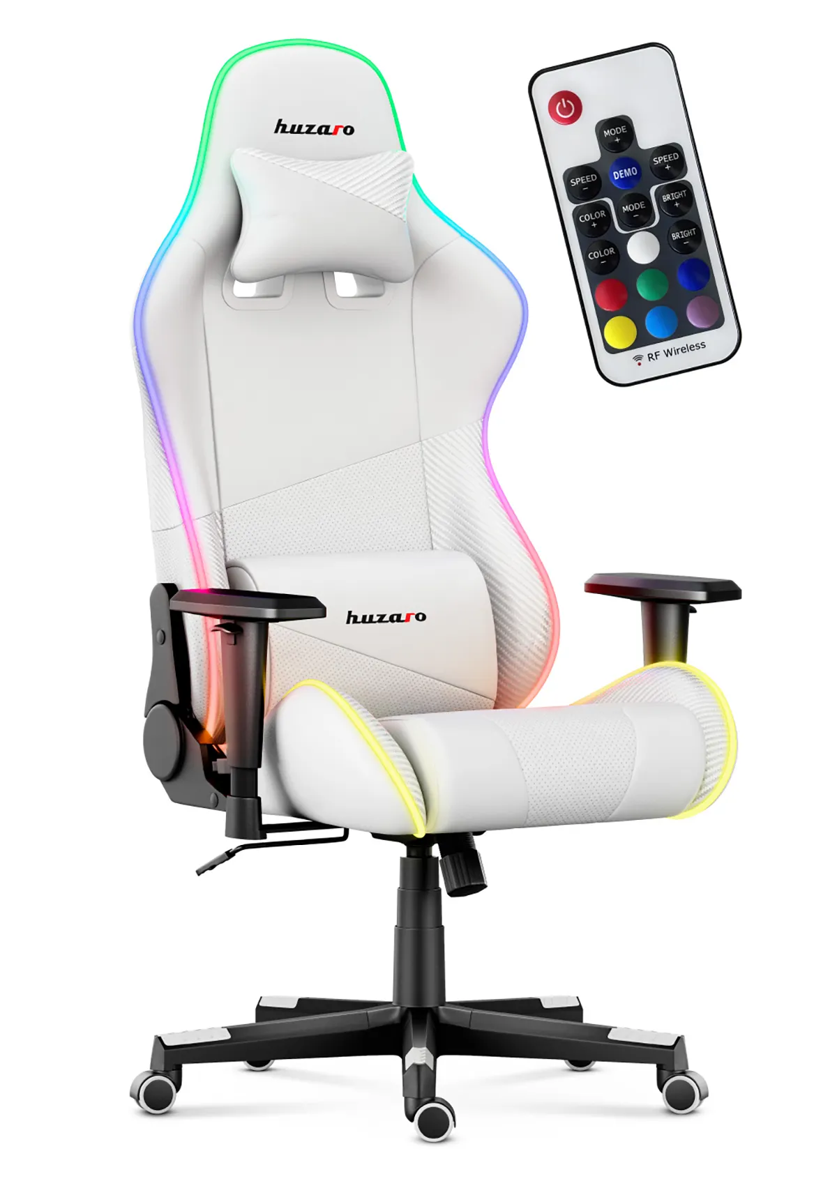 HUZARO FORCE 6.2 Weiß RGB LED Gaming-Stuhl - Image 3
