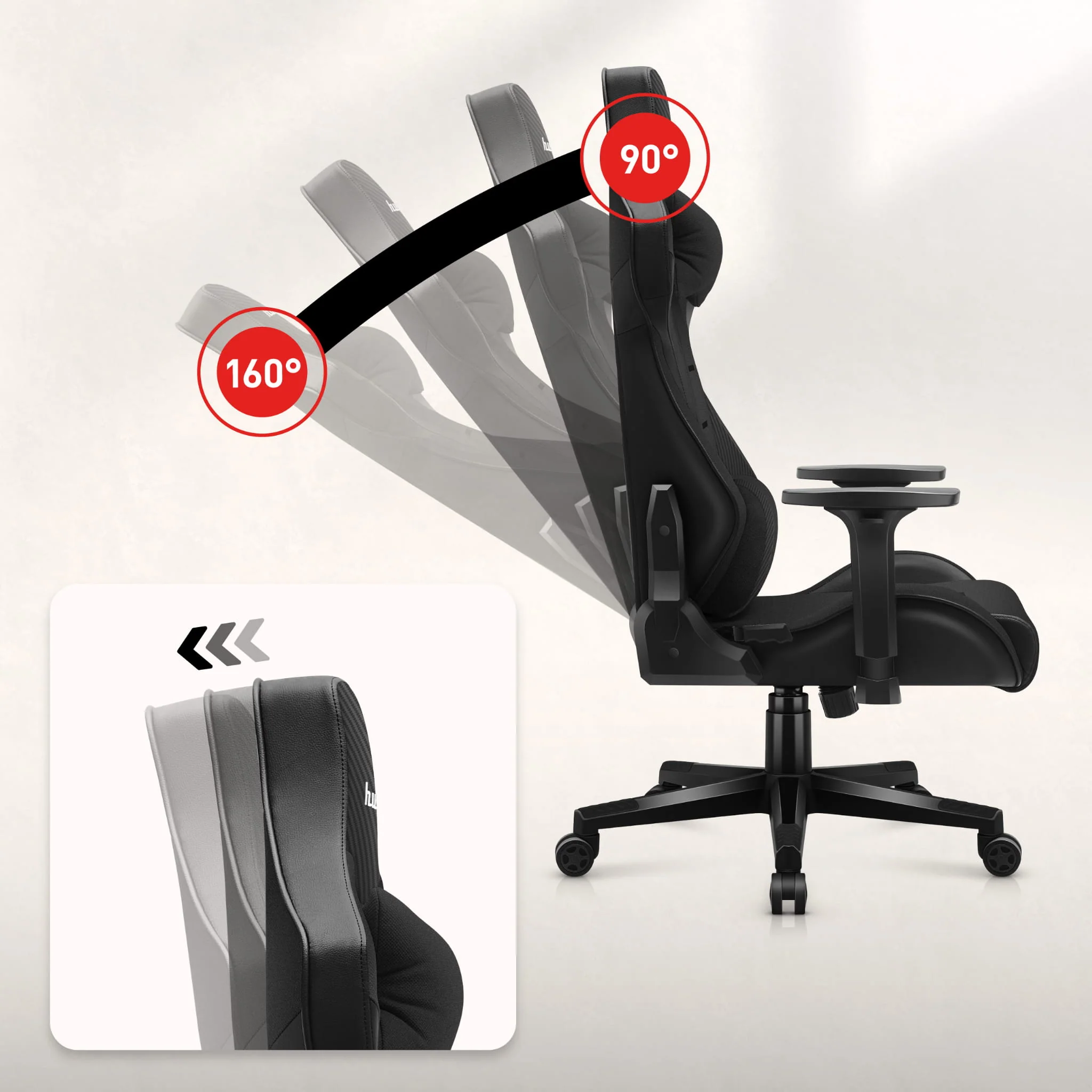 HUZARO FORCE 7.6 Gaming-Stuhl Schwarz - Image 3