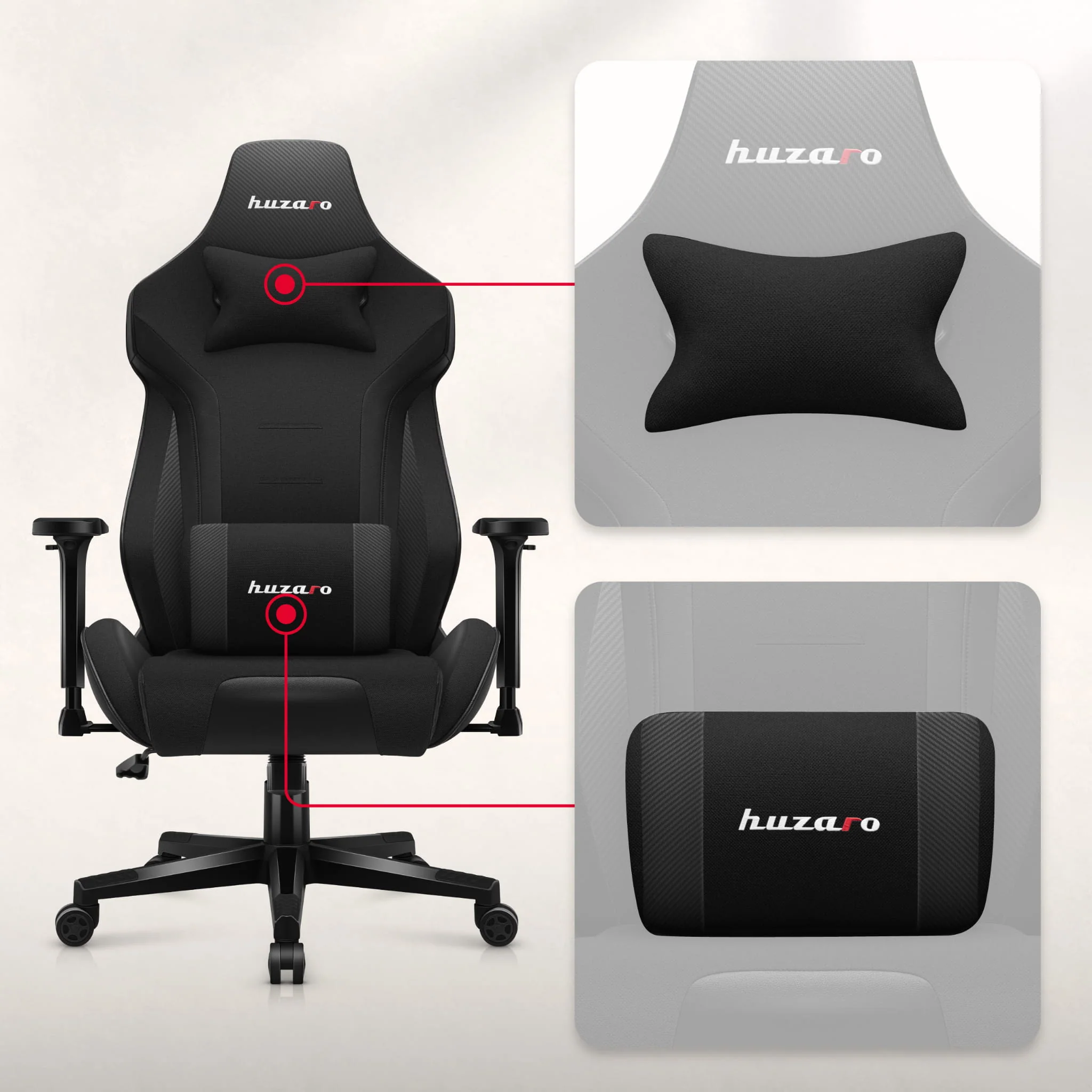 HUZARO FORCE 7.6 Gaming-Stuhl Schwarz - Image 5