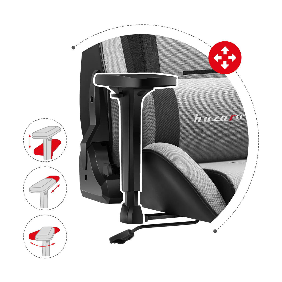 HUZARO FORCE 7.6 Grau Gaming-Stuhl - Image 9