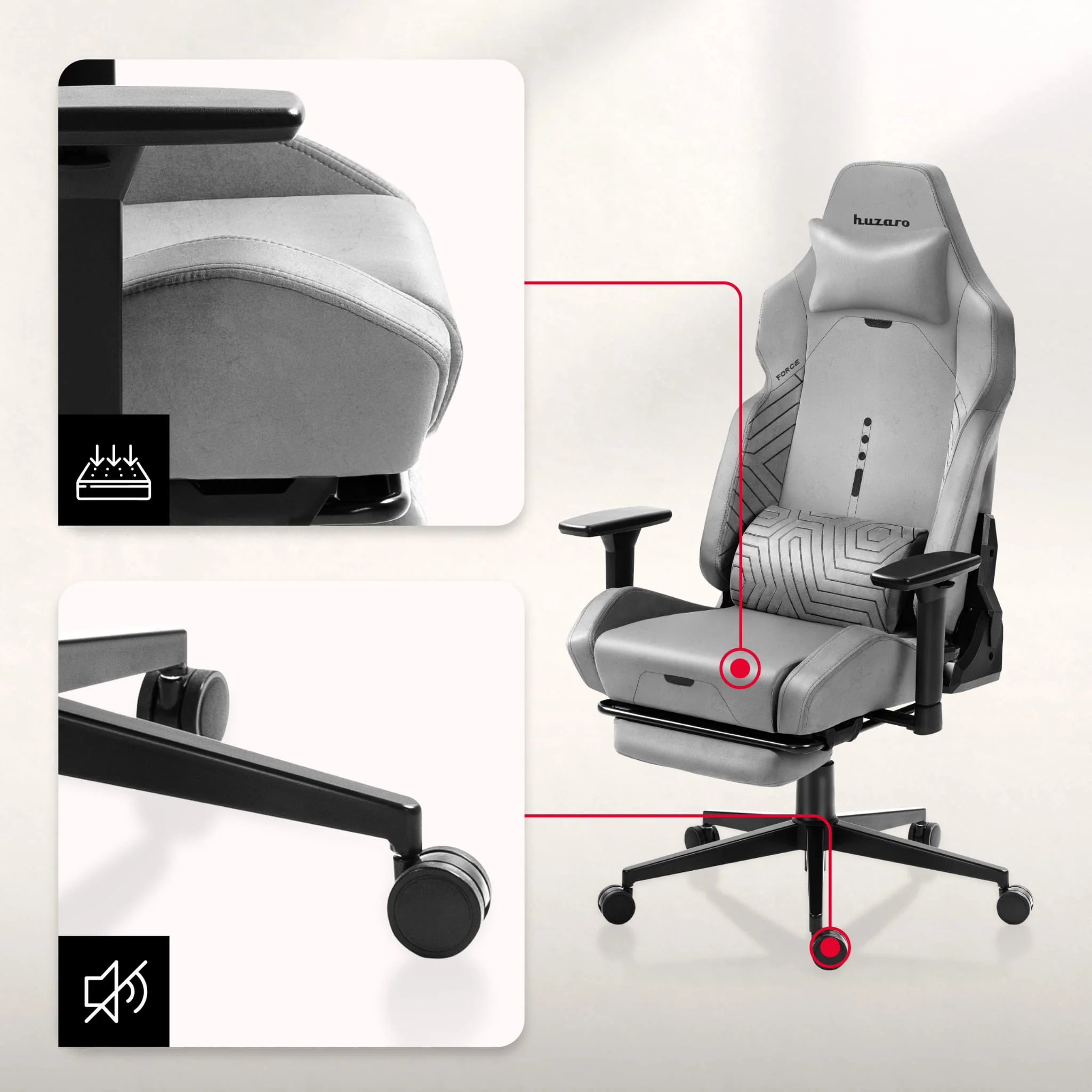 Huzaro Force 8.1 Grau Gaming Stuhl - Image 10