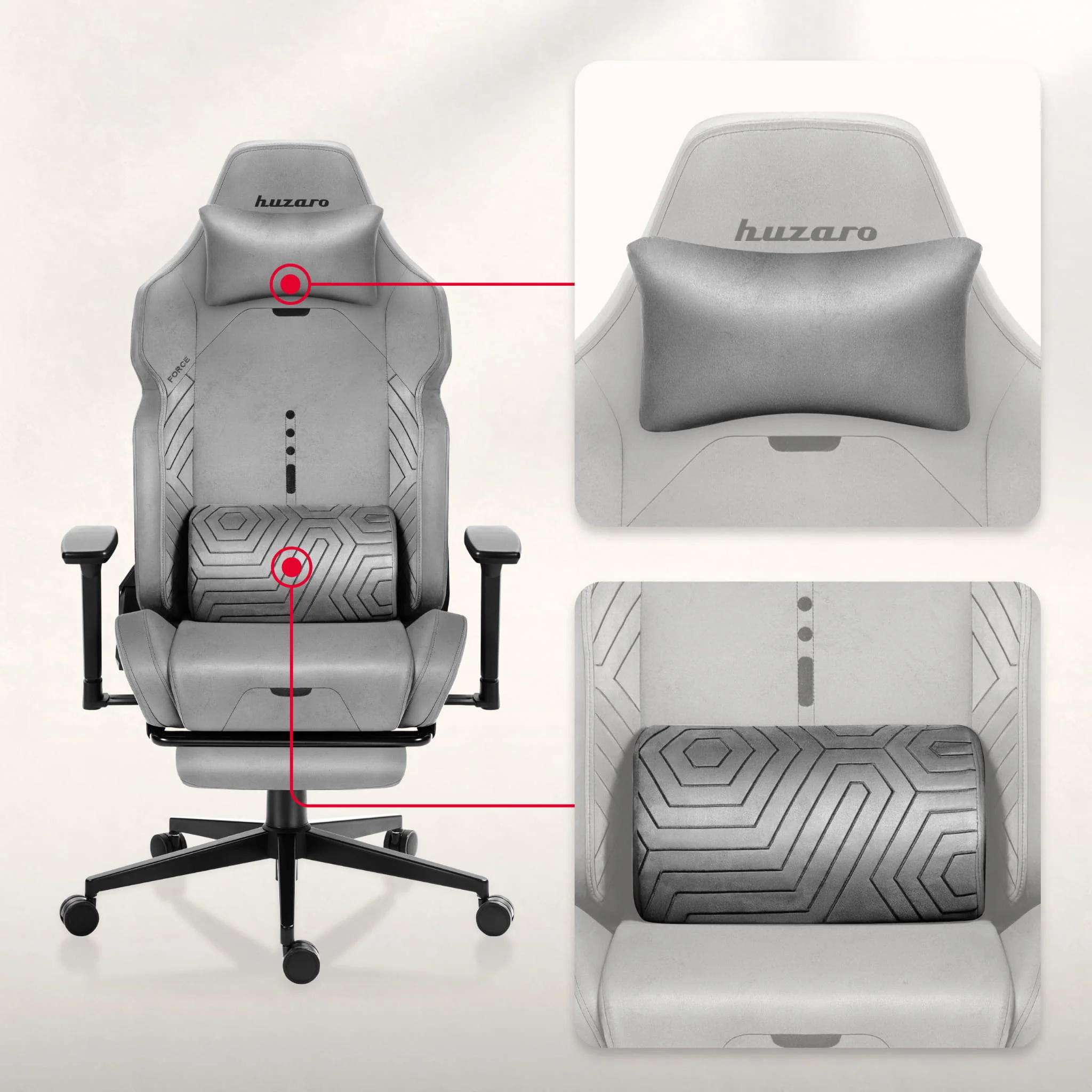 Huzaro Force 8.1 Grau Gaming Stuhl - Image 2