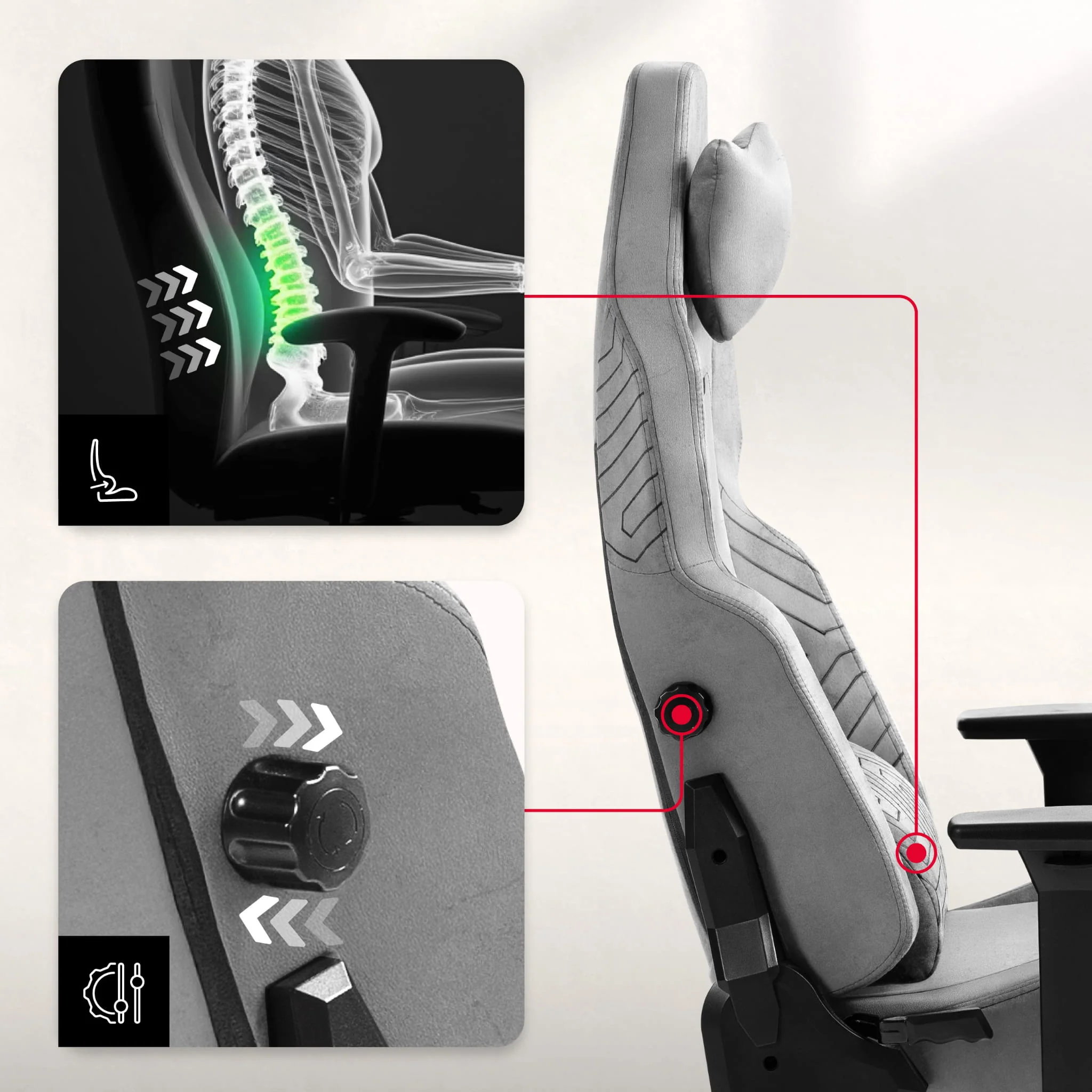 Huzaro Force 8.1 Grau Gaming Stuhl - Image 8