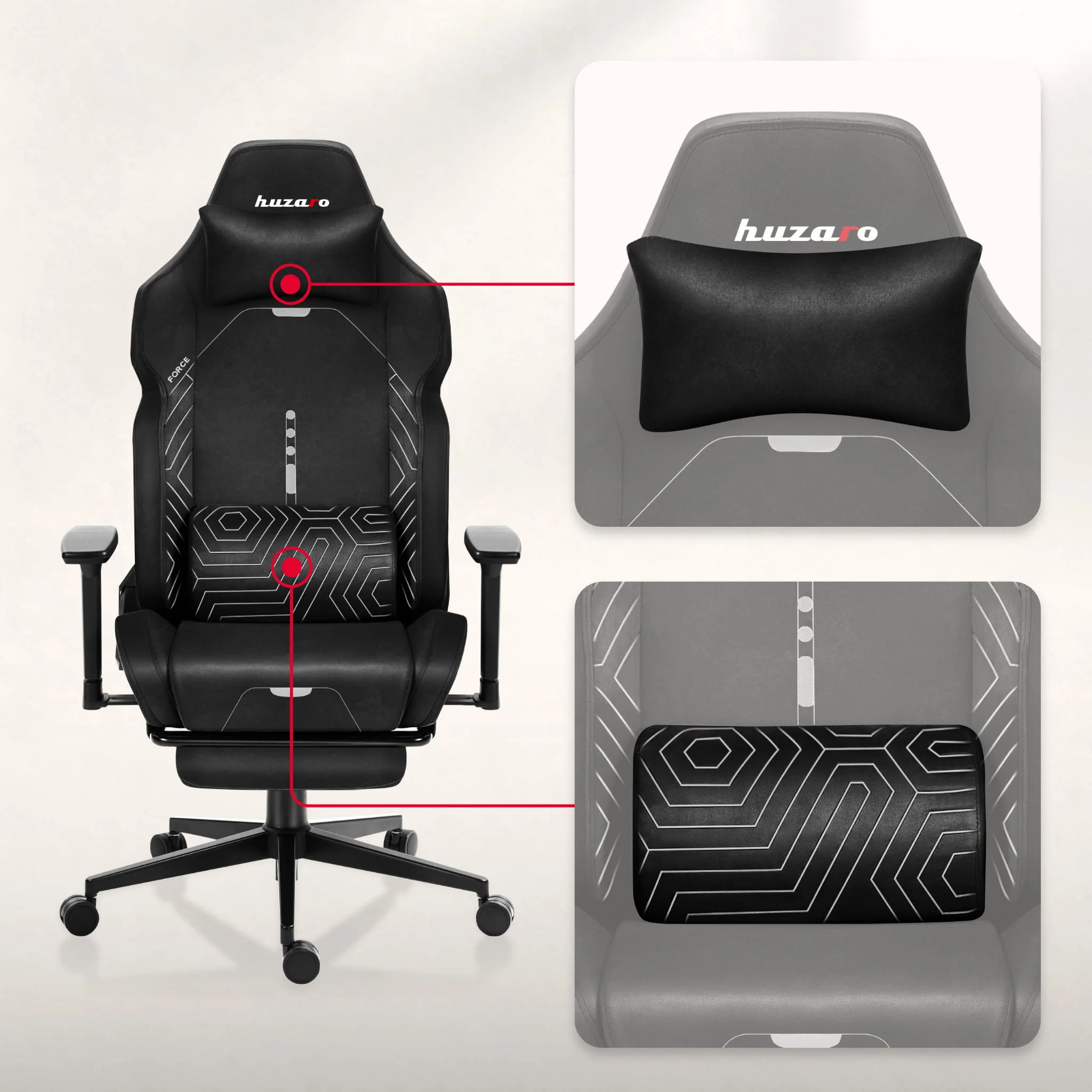 Huzaro Force 8.1 Schwarz Gaming Stuhl - Image 2