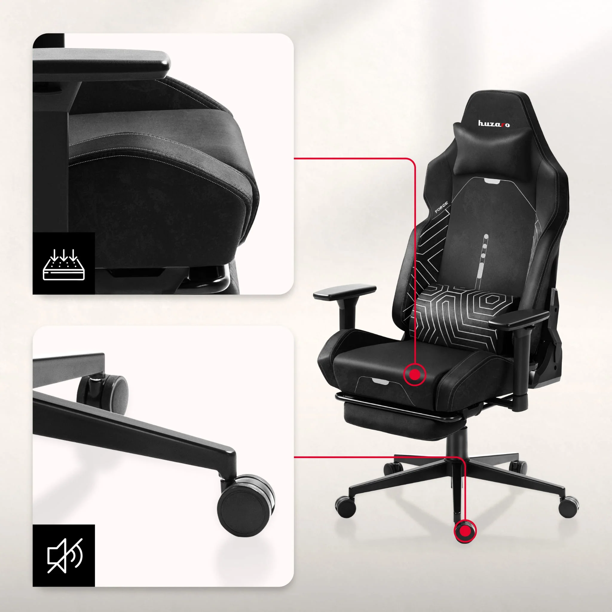 Huzaro Force 8.1 Schwarz Gaming Stuhl - Image 8