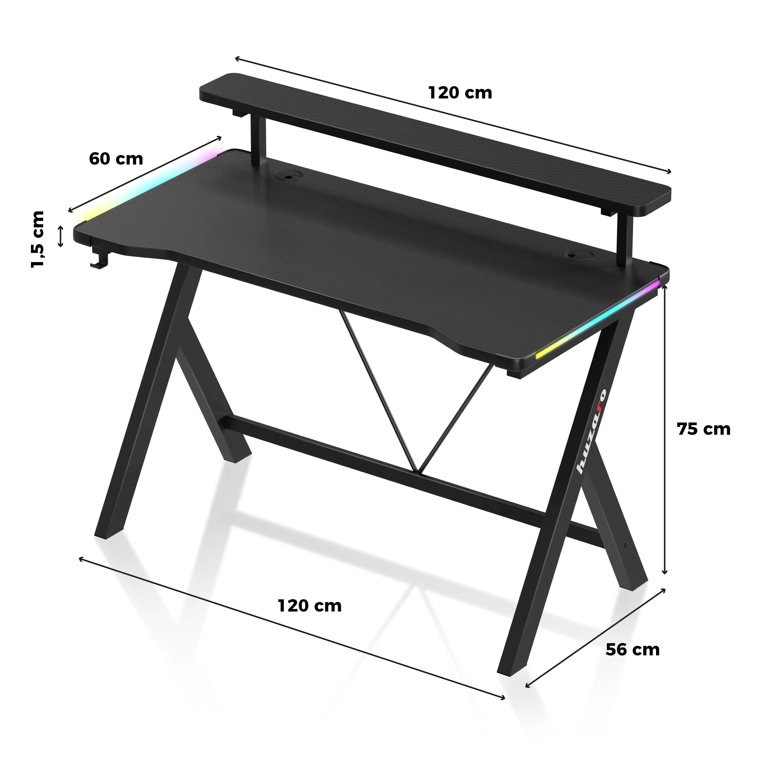 Huzaro Hero 1.9 RGB LED Gaming-Schreibtisch 120 cm - Image 14