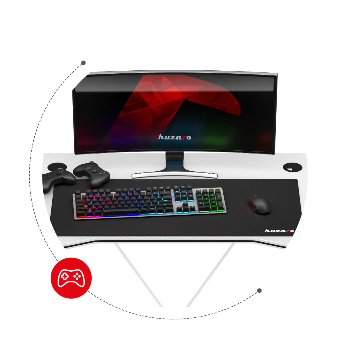 Huzaro Hero 1.4 Weißer Gaming-Schreibtisch - Image 3