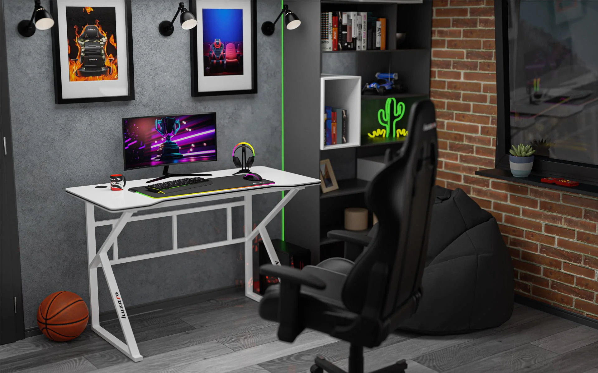 Huzaro Hero 1.6 Gaming-Schreibtisch Weiß - Image 12