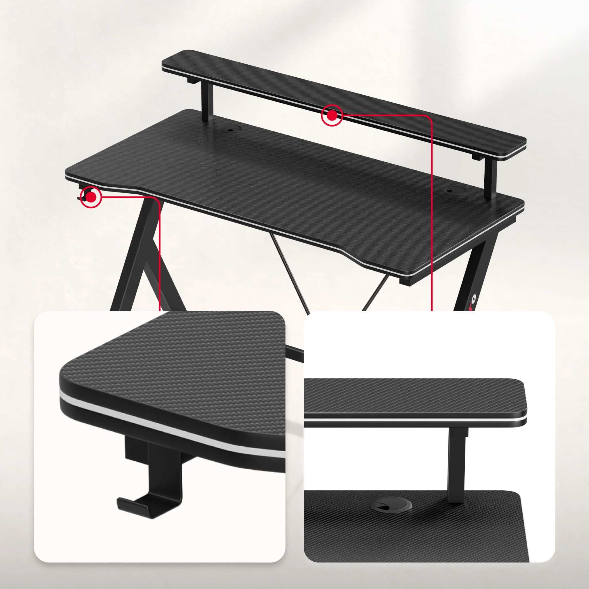 Huzaro Hero 1.9 Gaming-Schreibtisch Schwarz - Image 3