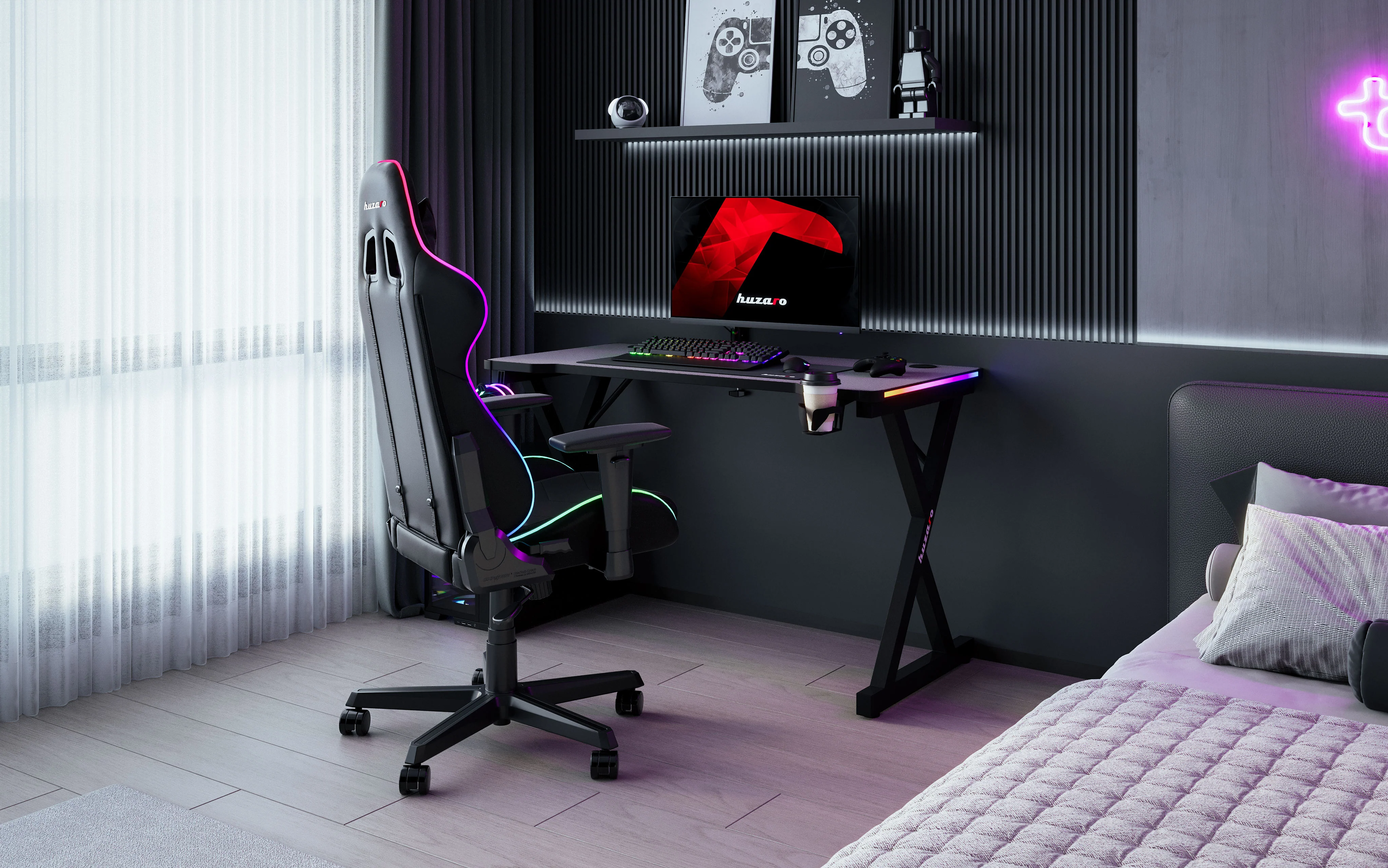 Huzaro Hero 2.3 RGB Gaming-Schreibtisch LED 120 cm - Image 9