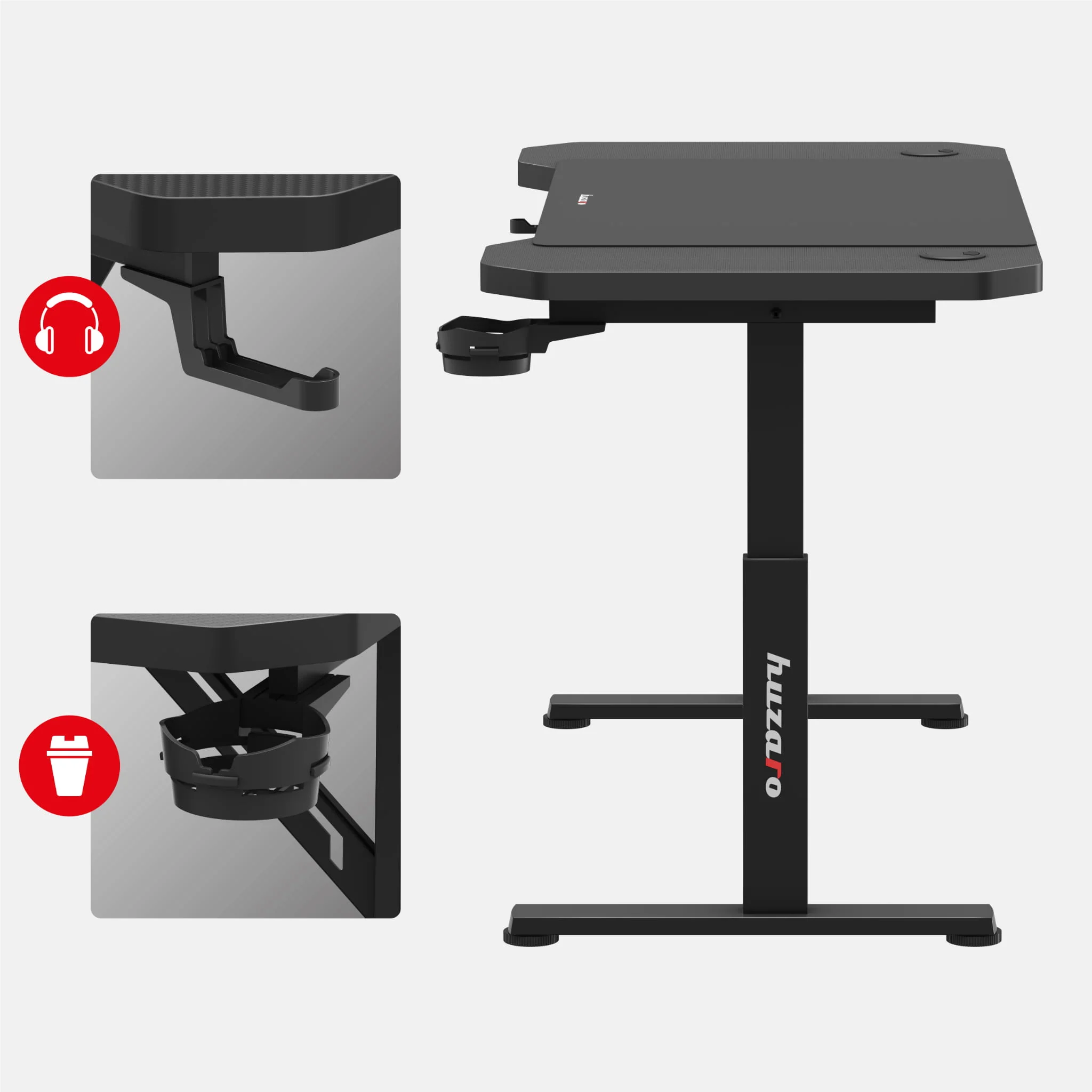 HUZARO Hero 2.6 Gaming-Tisch Schwarz - Image 3