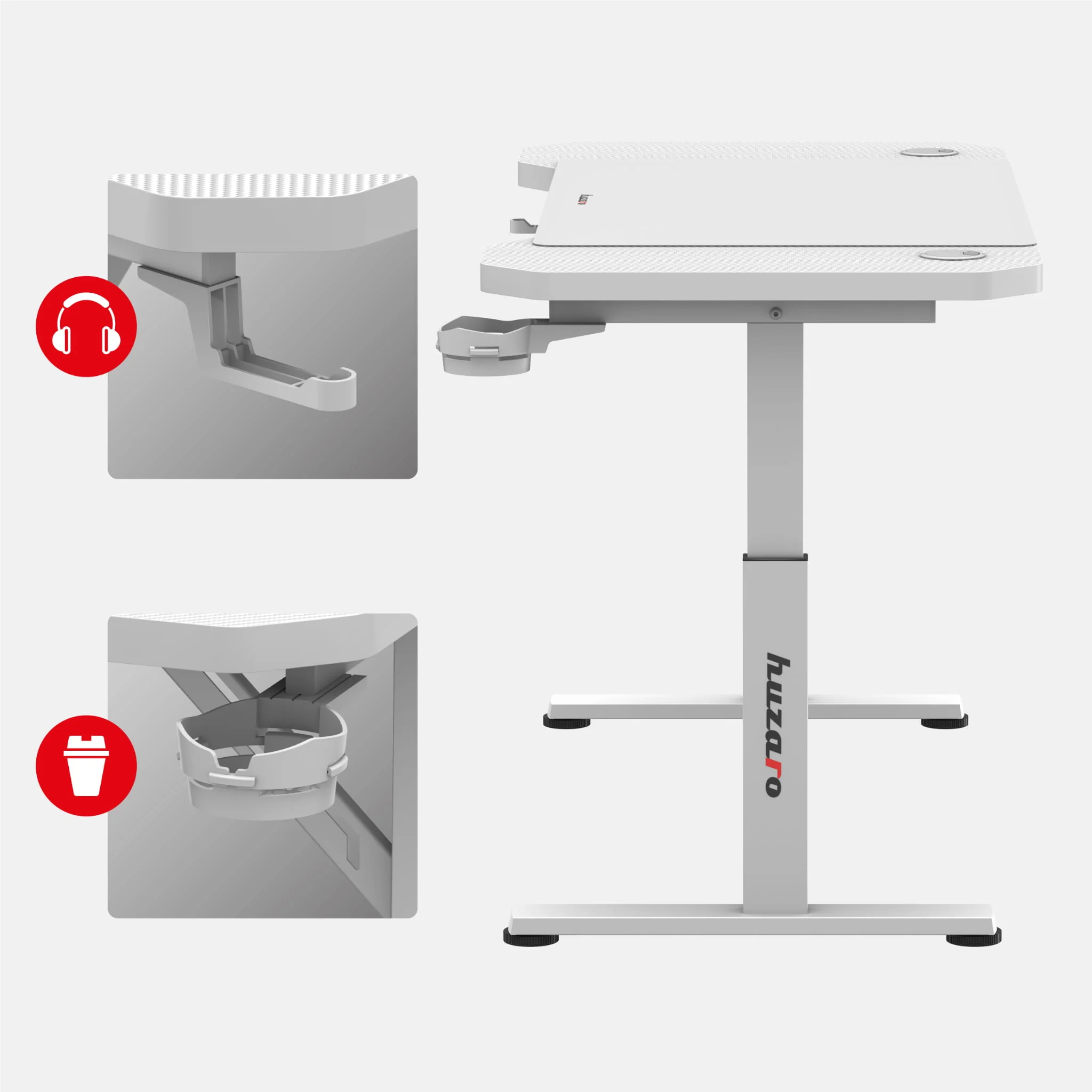 HUZARO Hero 2.6 Weiß Gaming-Schreibtisch Höhenverstellung - Image 3