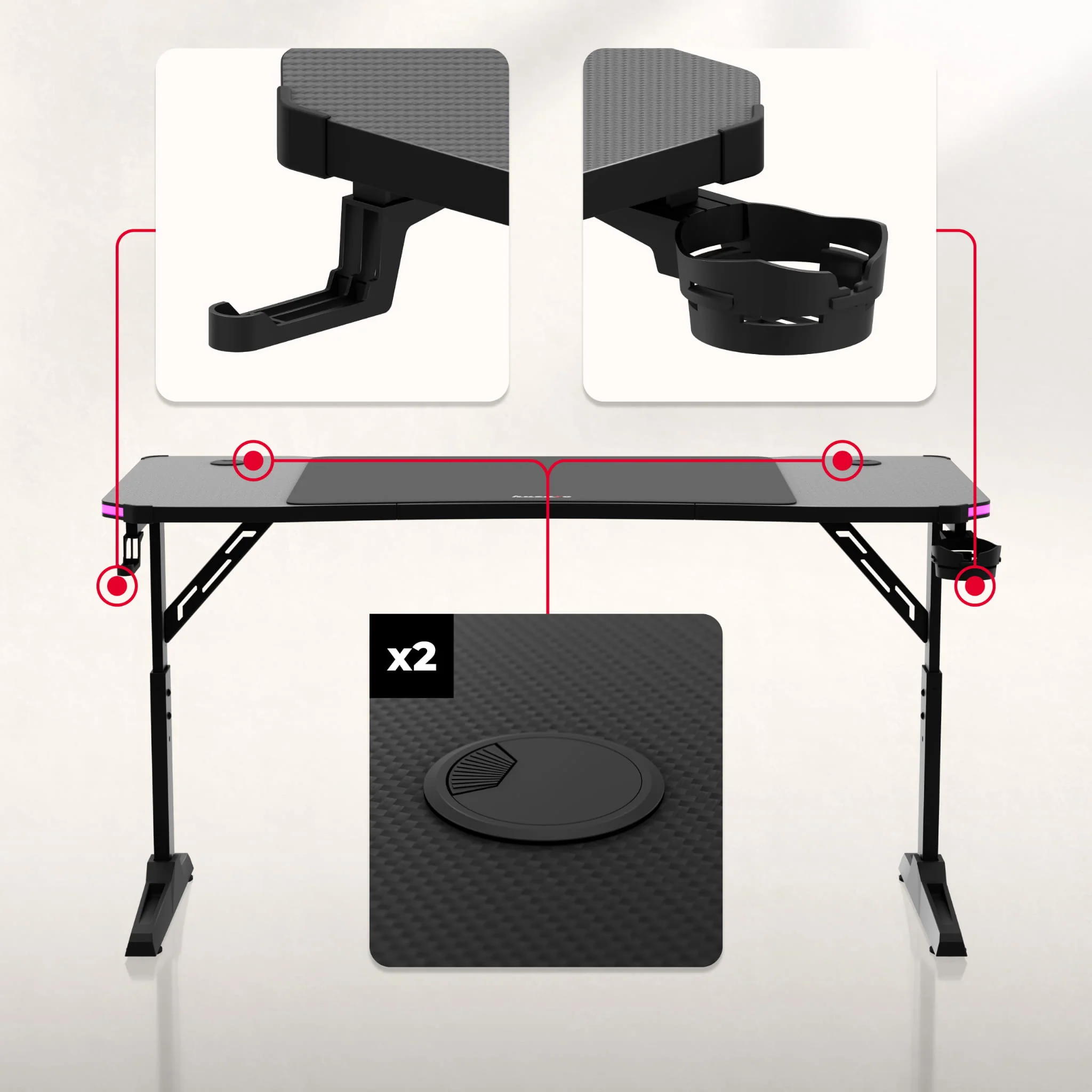 Huzaro Hero 3.6 Schwarzer Gaming-Schreibtisch 140 cm - Image 16