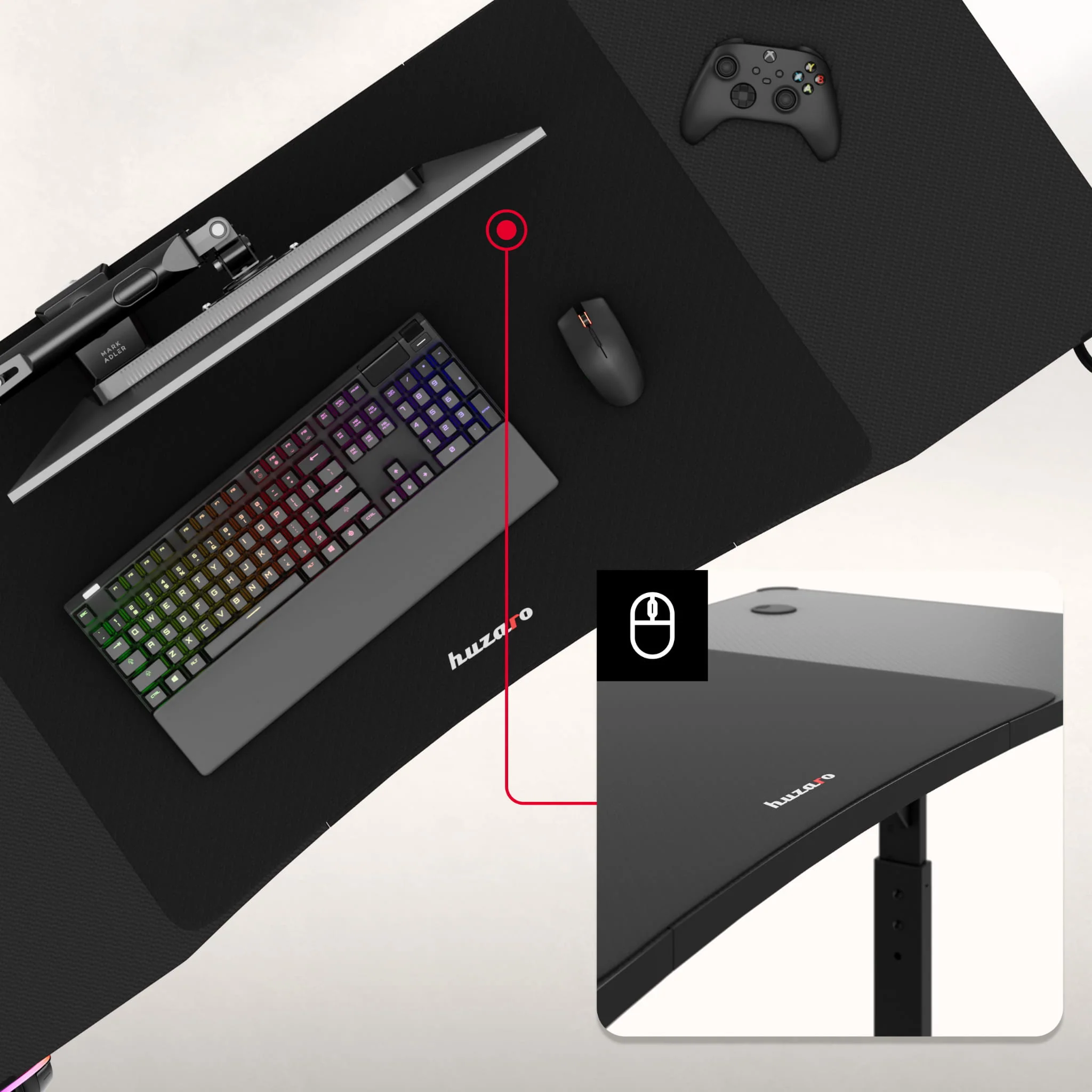 Huzaro Hero 3.6 Schwarzer Gaming-Schreibtisch 140 cm - Image 17