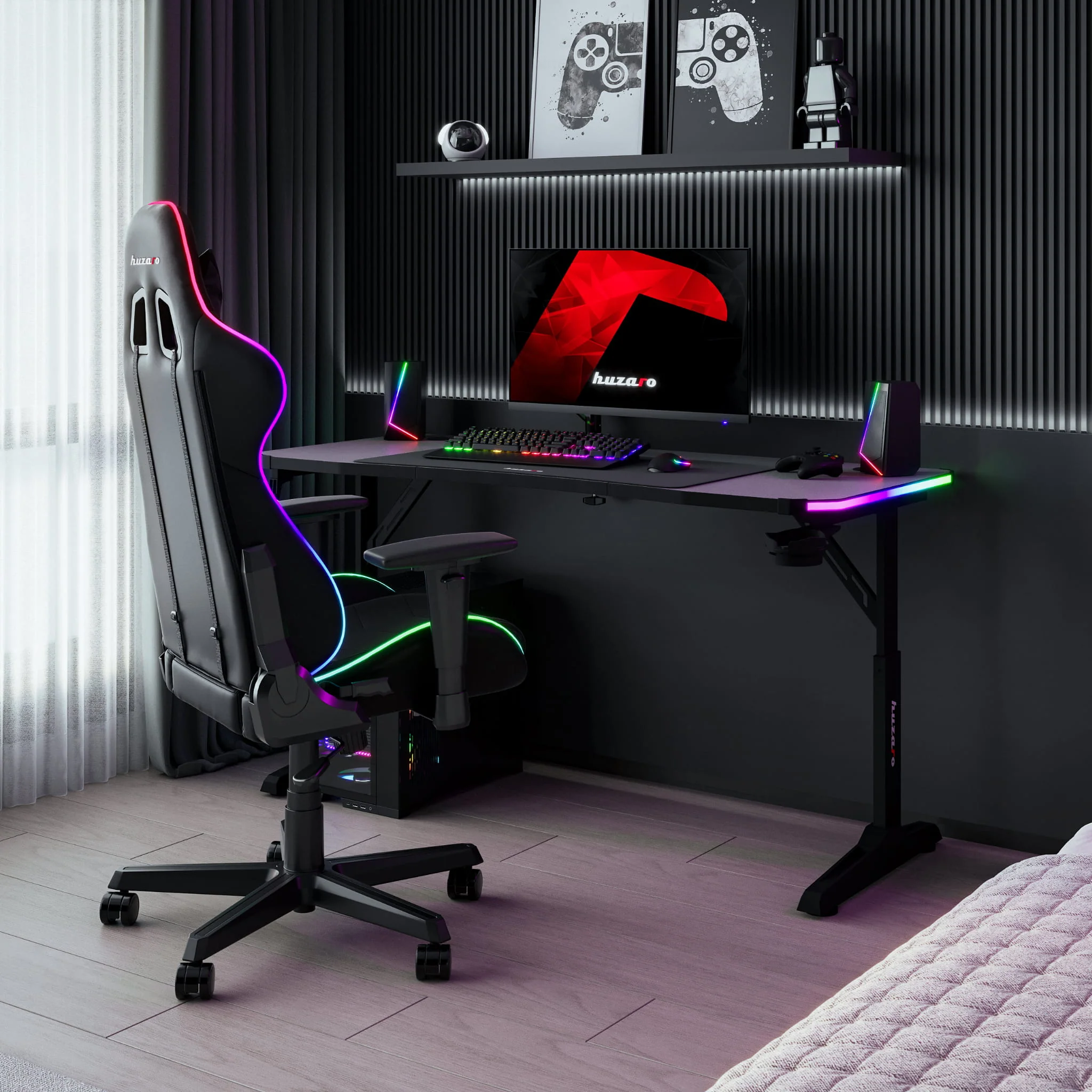 Huzaro Hero 3.6 Schwarzer Gaming-Schreibtisch 140 cm - Image 22