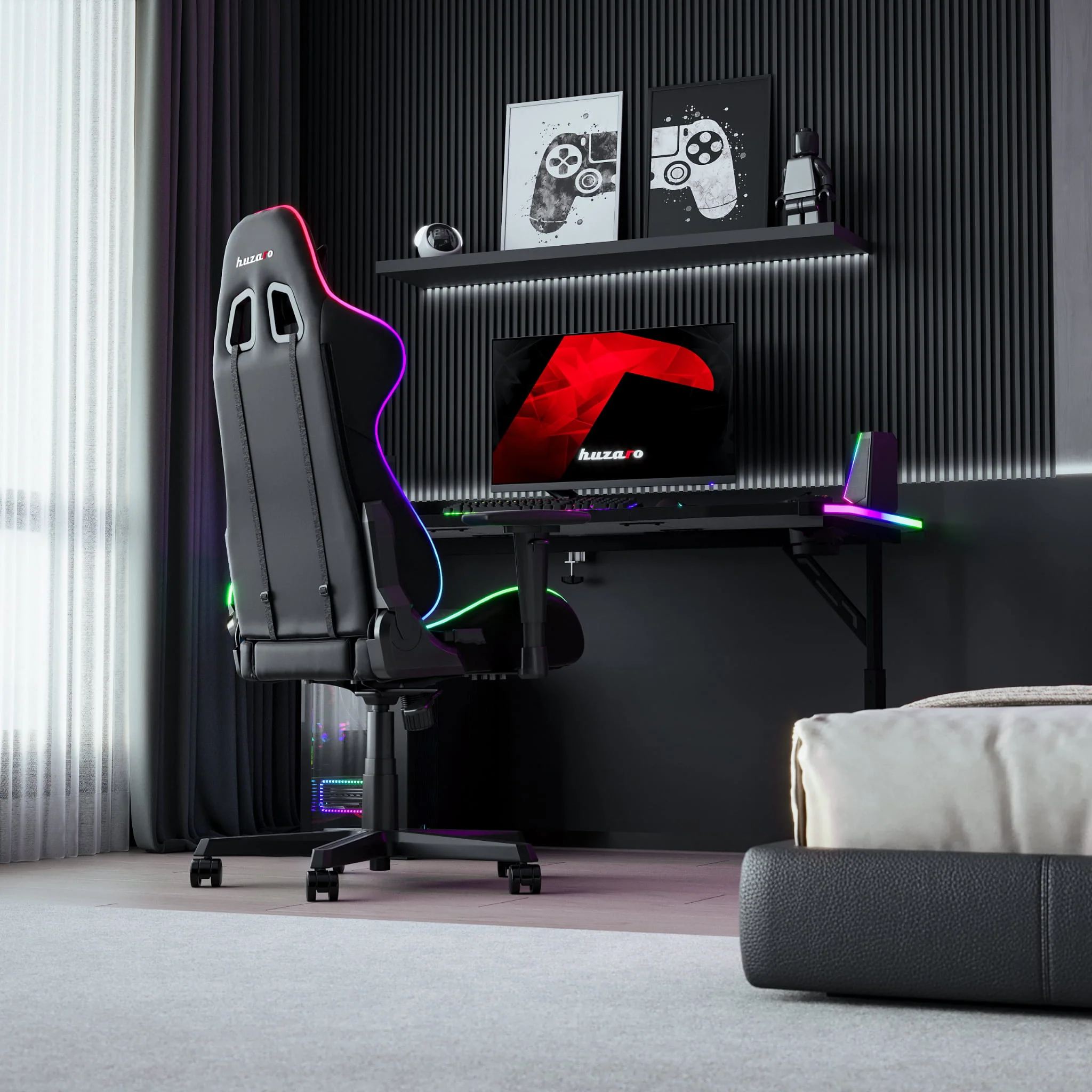 Huzaro Hero 3.6 Schwarzer Gaming-Schreibtisch 140 cm - Image 23