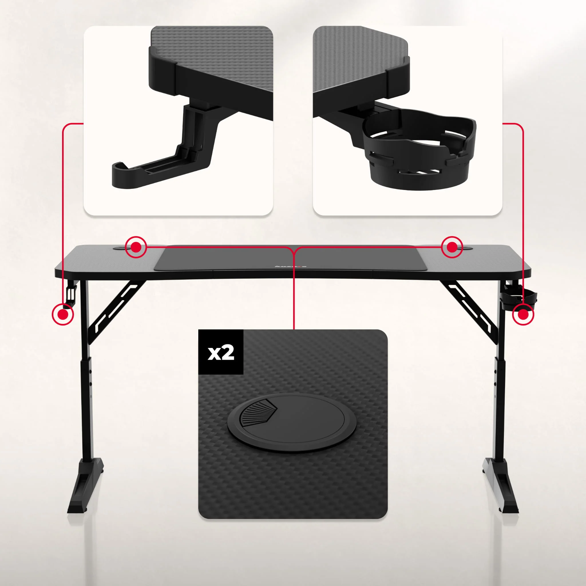 Huzaro Hero 3.6 Schwarzer Gaming-Schreibtisch 140 cm - Image 14