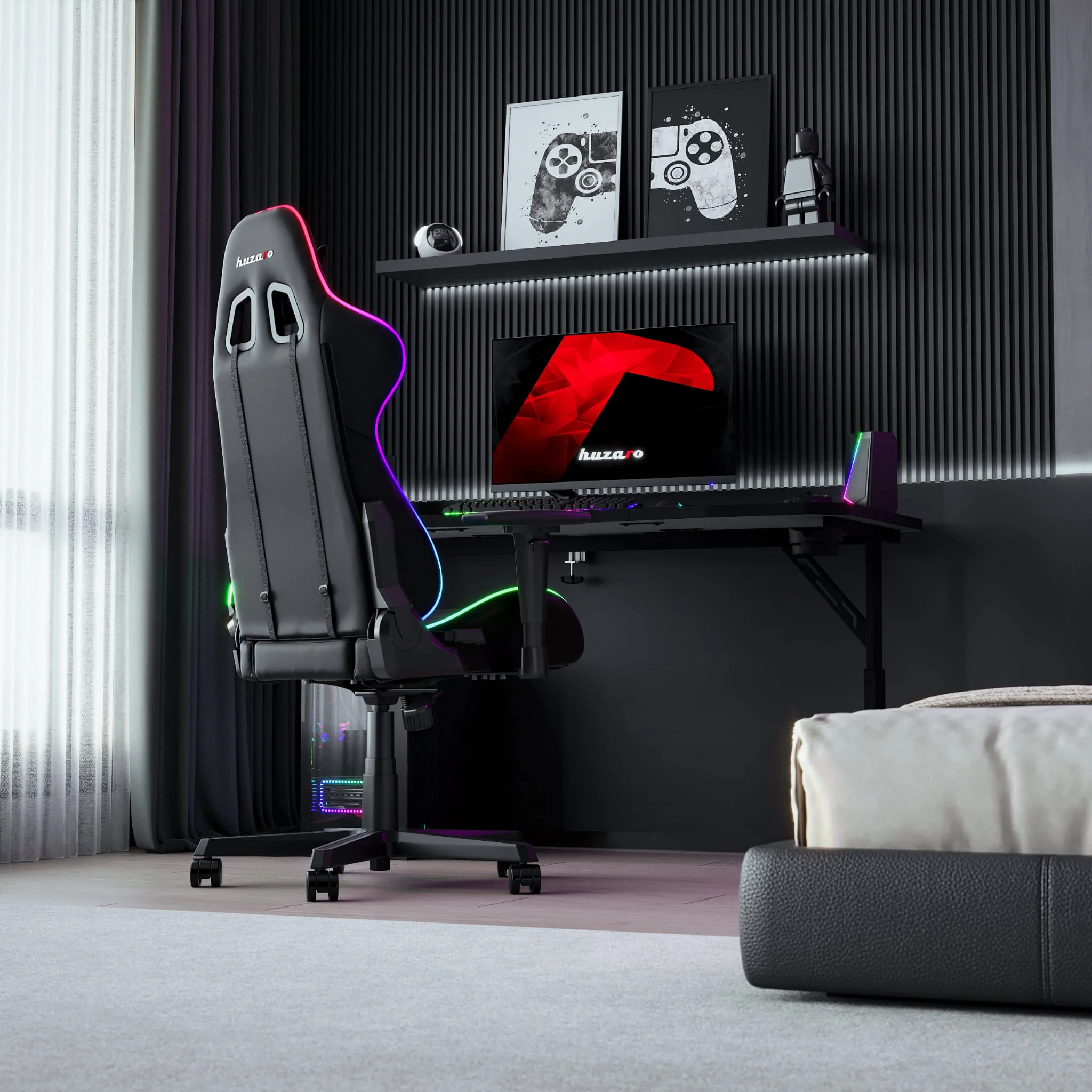 Huzaro Hero 3.6 Schwarzer Gaming-Schreibtisch 140 cm - Image 20