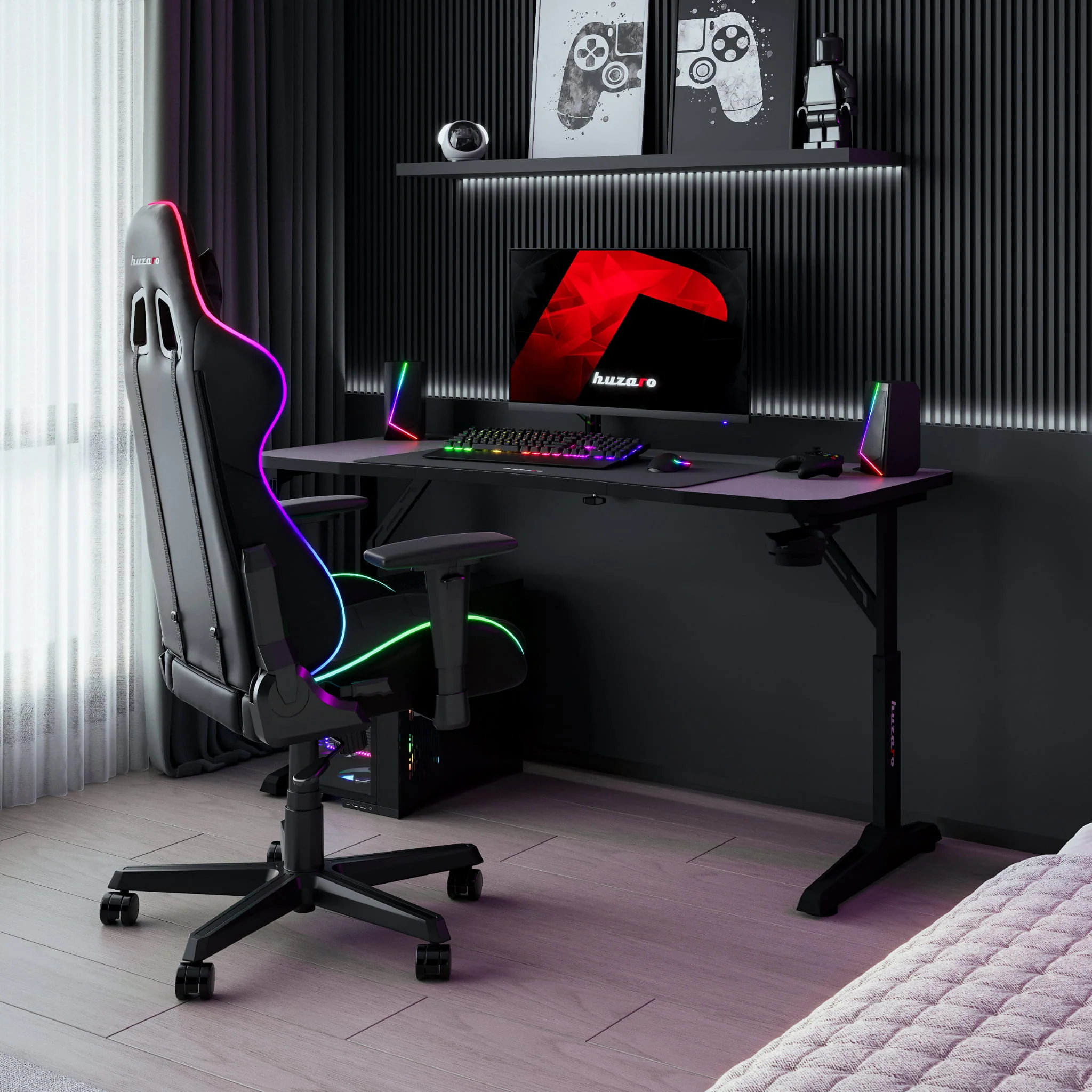 Huzaro Hero 3.6 Schwarzer Gaming-Schreibtisch 140 cm - Image 4