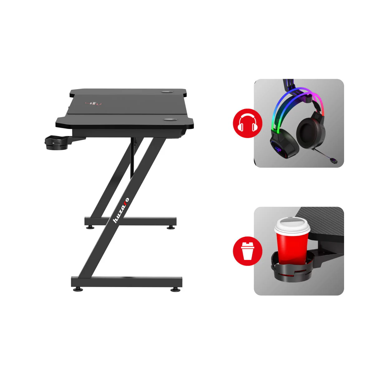 Huzaro Hero 3.3 Schwarzer Gaming-Schreibtisch - Image 13