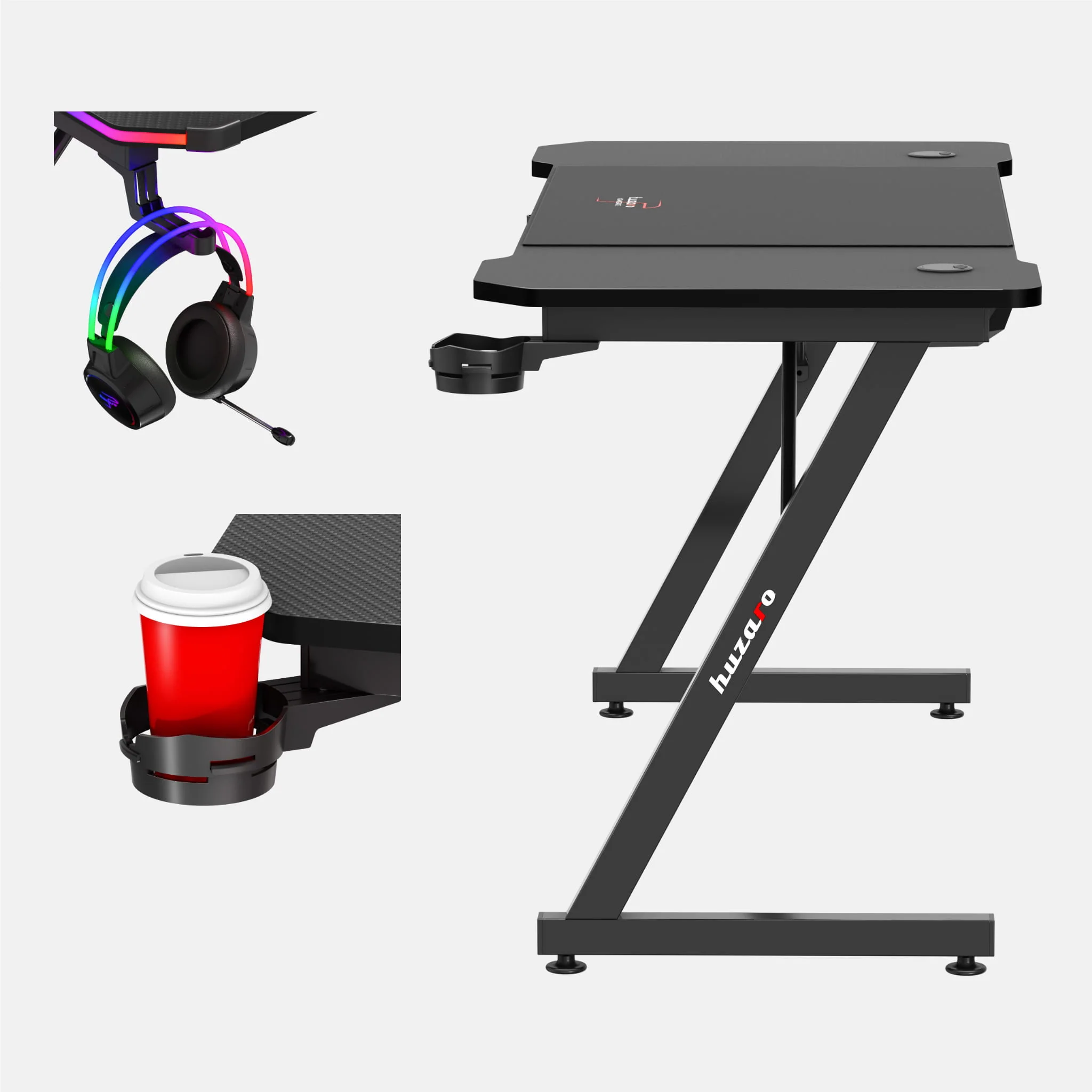 Huzaro Hero 3.3 Schwarzer Gaming-Schreibtisch - Image 14