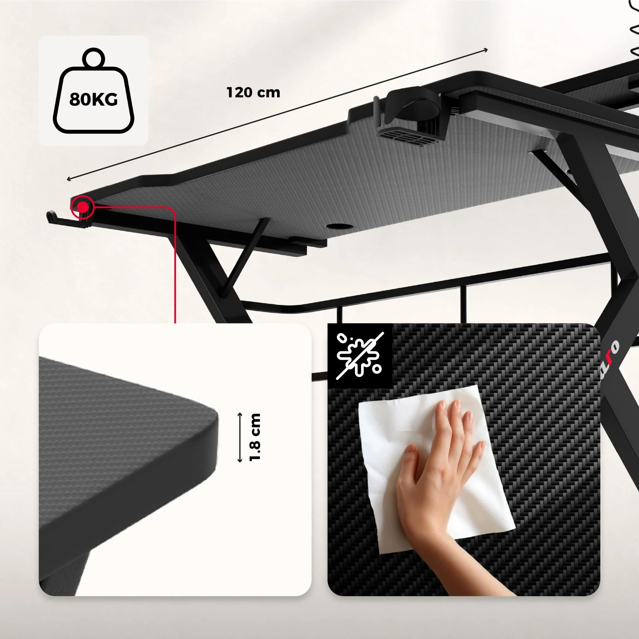 Huzaro Hero 5.0 Gaming-Schreibtisch Schwarz - Image 3