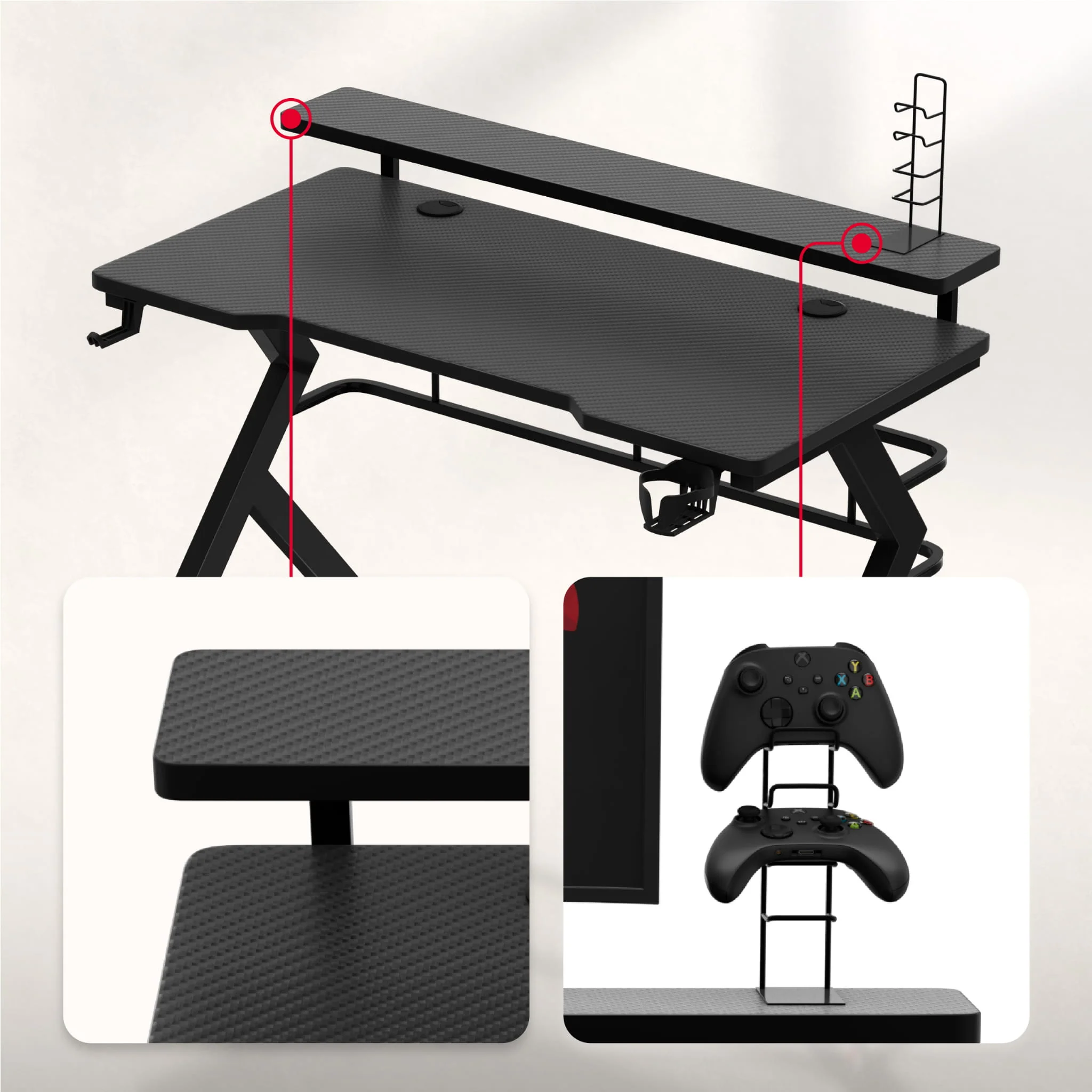 Huzaro Hero 5.0 Gaming-Schreibtisch Schwarz - Image 5