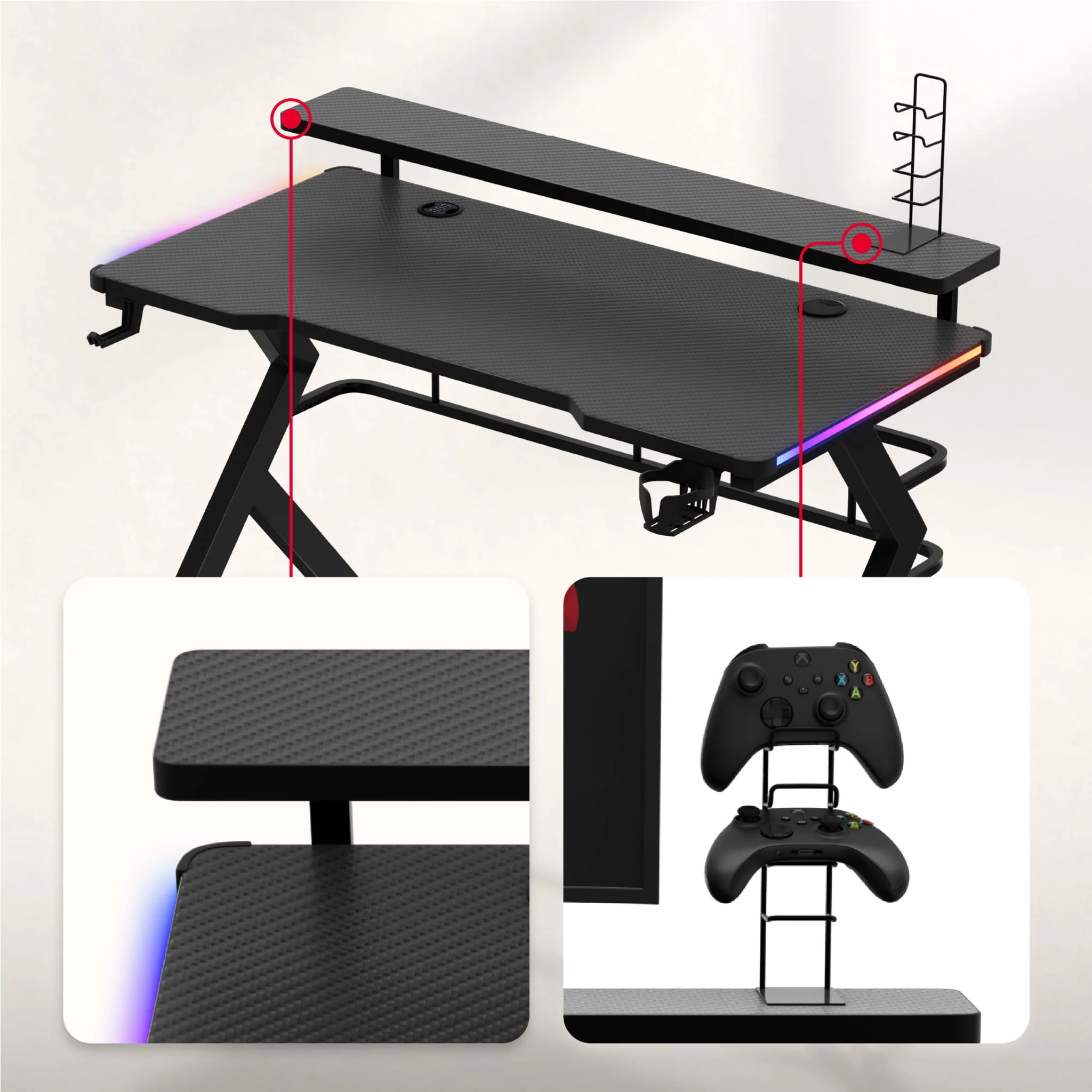 Huzaro Hero 5.0 RGB-LED-Gaming-Tisch - Image 4