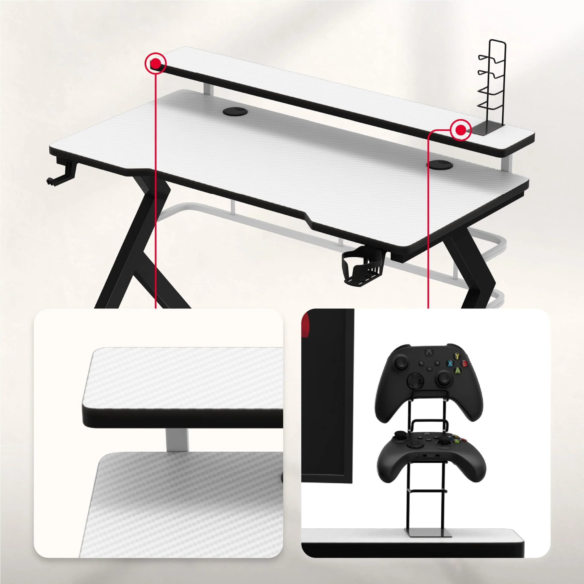 Huzaro Hero 5.0 Weiß Gaming-Schreibtisch - Image 7
