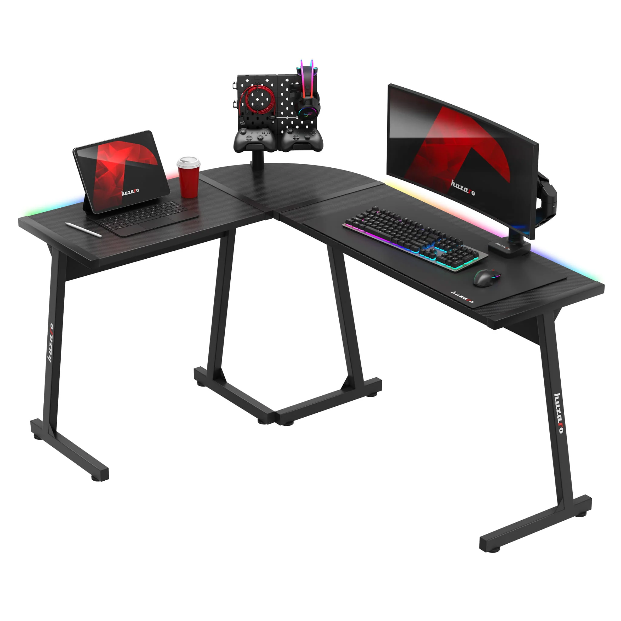 Huzaro Hero 6.0 RGB schwarz Eck-Gaming-Tisch - Image 2