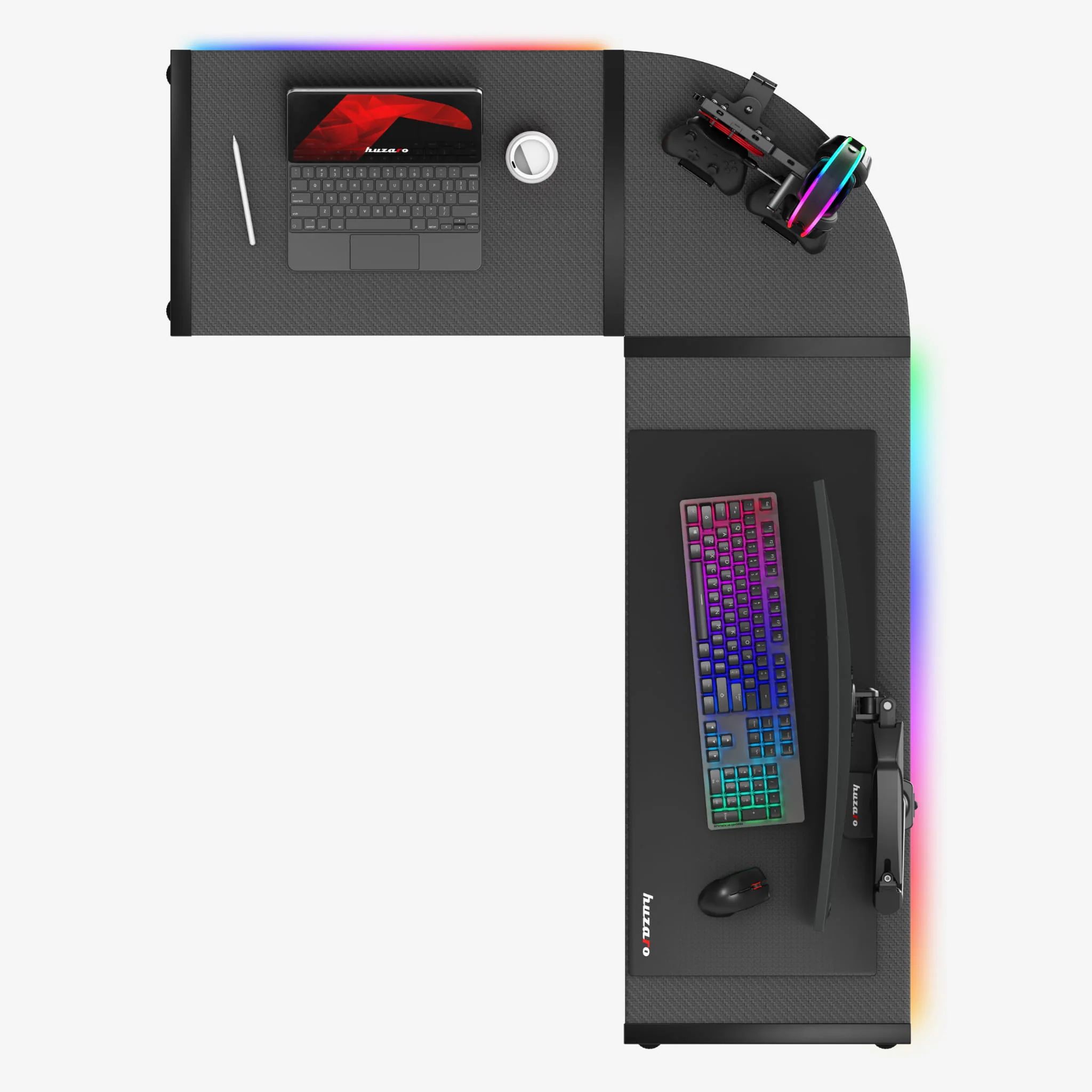 Huzaro Hero 6.0 RGB schwarz Eck-Gaming-Tisch - Image 3
