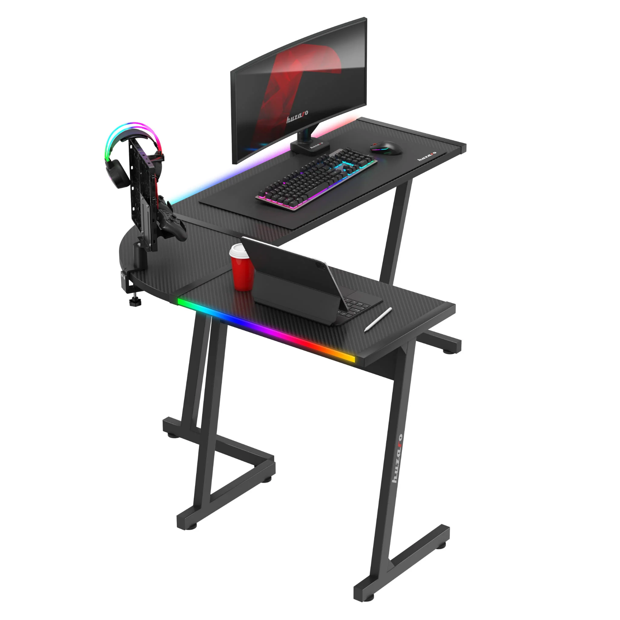 Huzaro Hero 6.0 RGB schwarz Eck-Gaming-Tisch - Image 6
