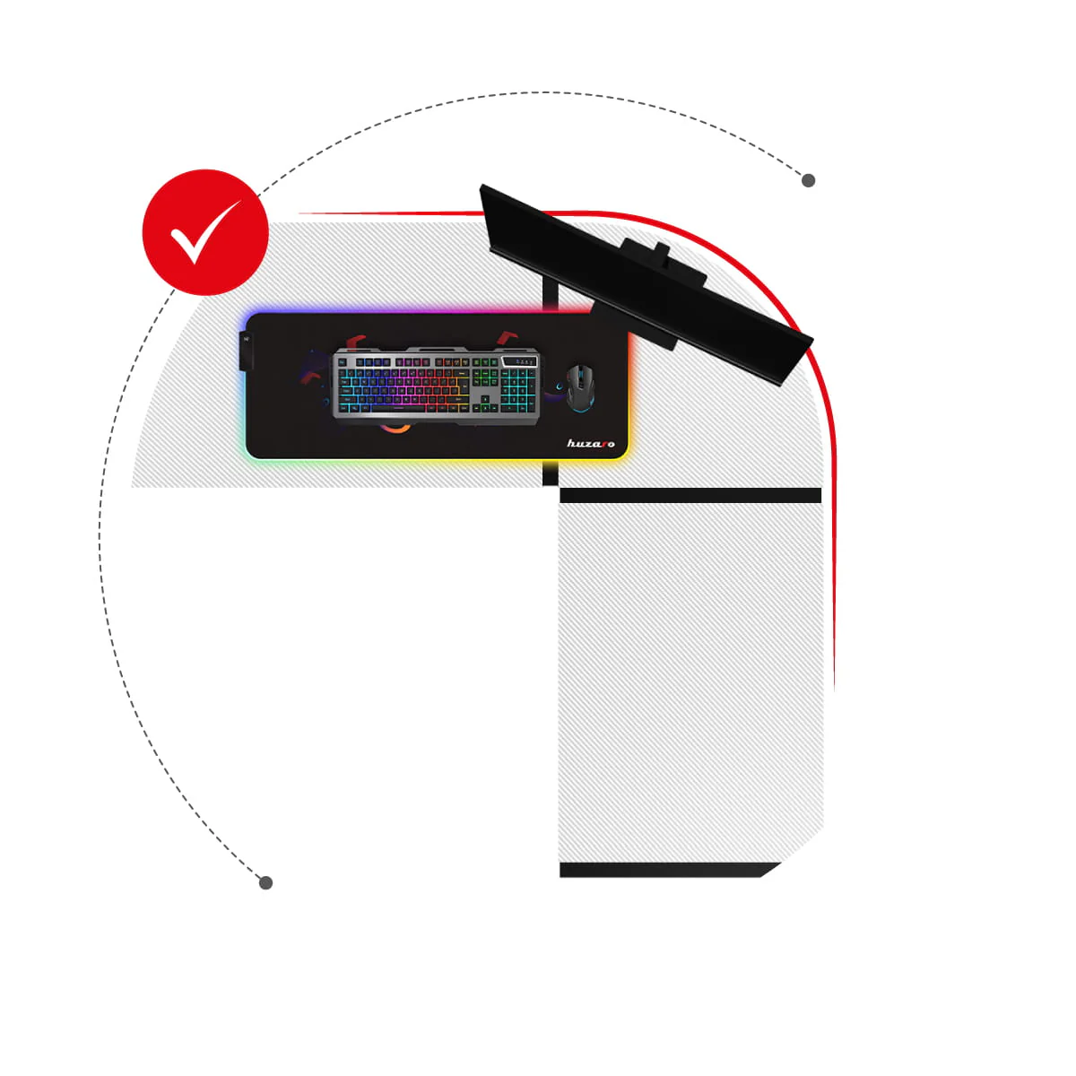 Huzaro Hero 6.3 Eck-Gaming-Schreibtisch weiß - Image 16