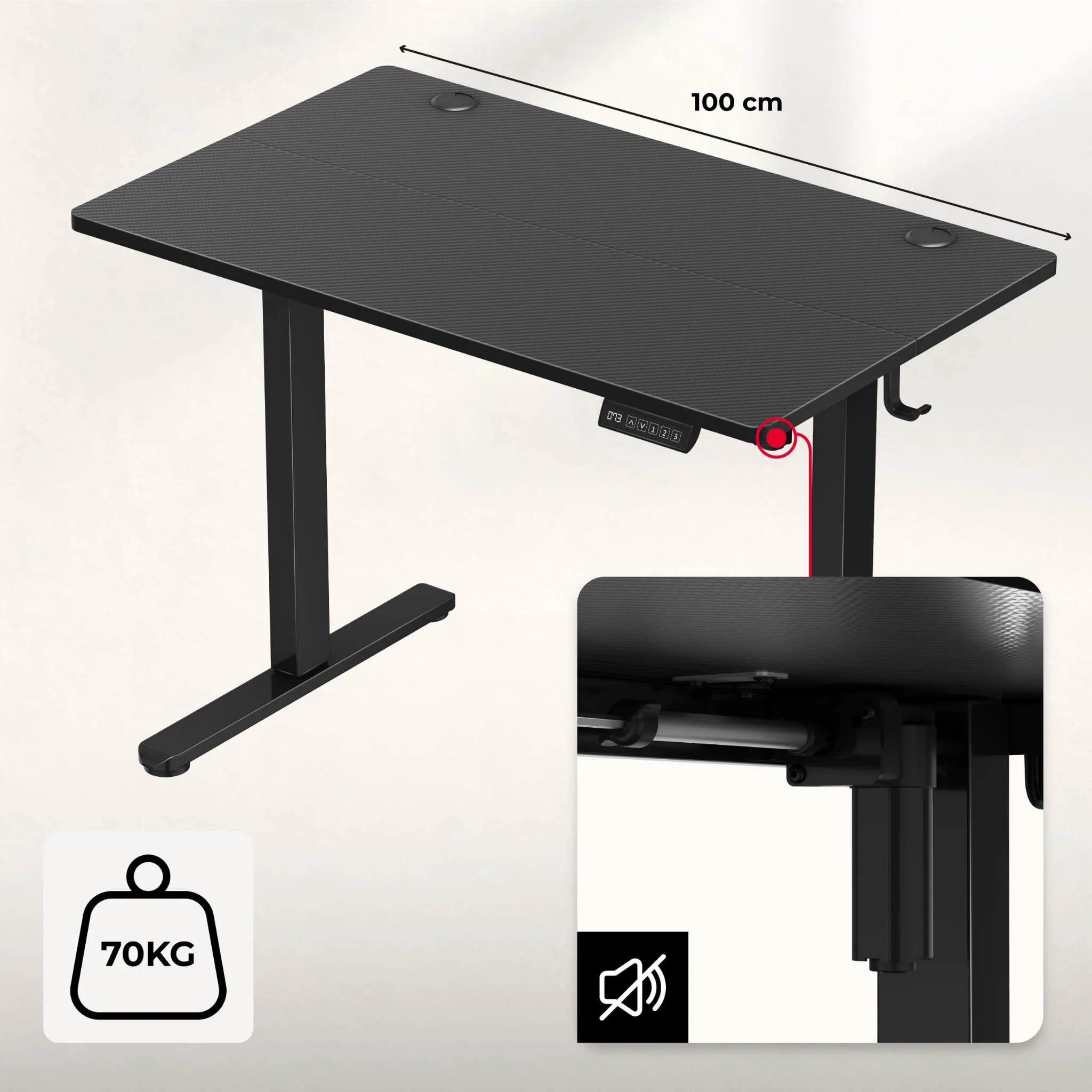 Huzaro Hero 7.9 Schwarzer elektrischer Schreibtisch - Image 6